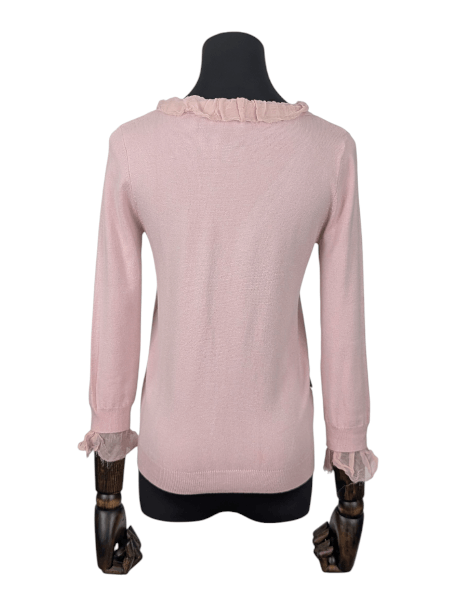 Moschino Pink Mid-sleeves Cardigan with Ruffles Trimming Size S / US 4 / IT 40 - 2 Thumbnail