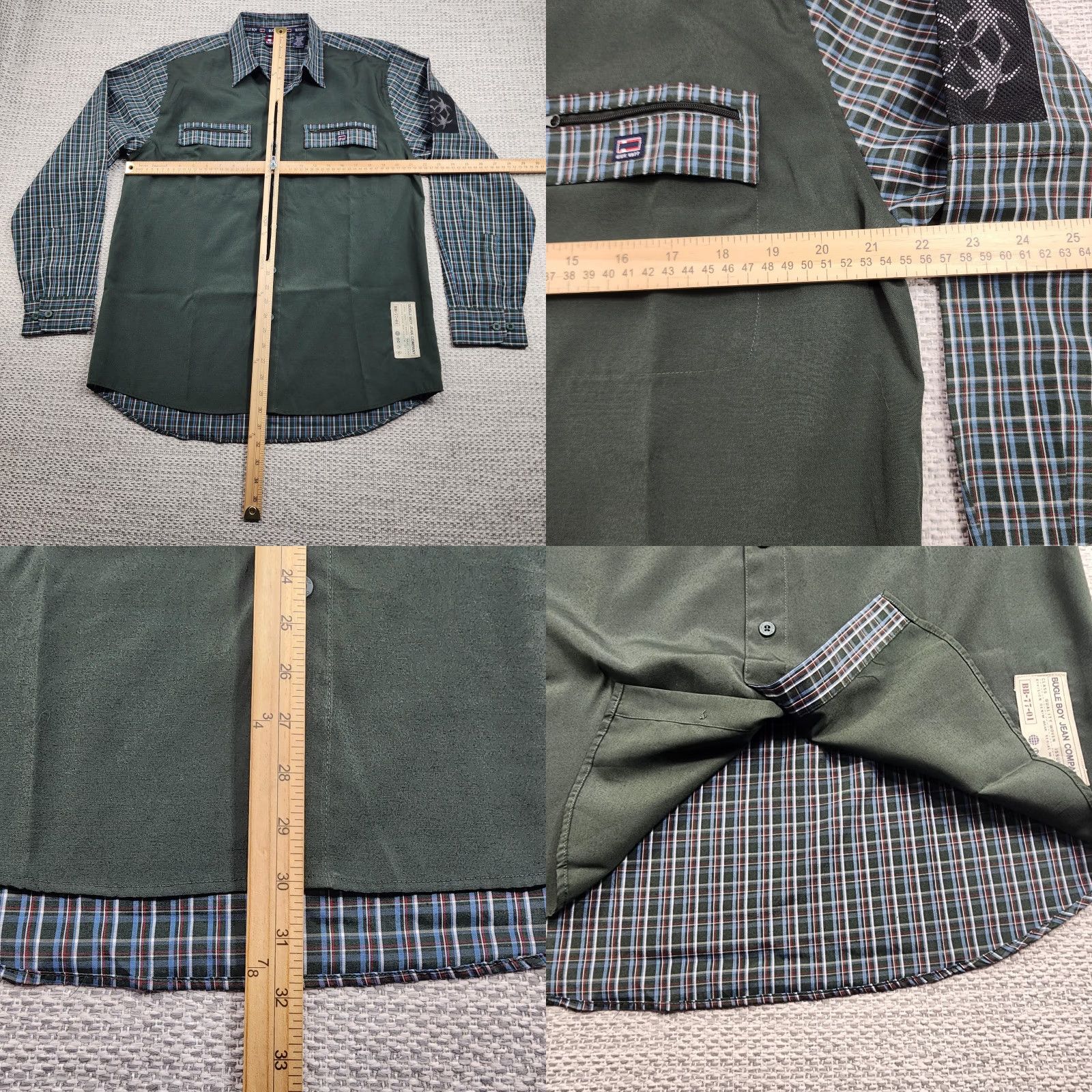 Bugle Boy VINTAGE Bugle Boy Shirt Mens M Green Plaid Long Sleeve Button-Up Utility Pockets Size US M / EU 48-50 / 2 - 9 Thumbnail