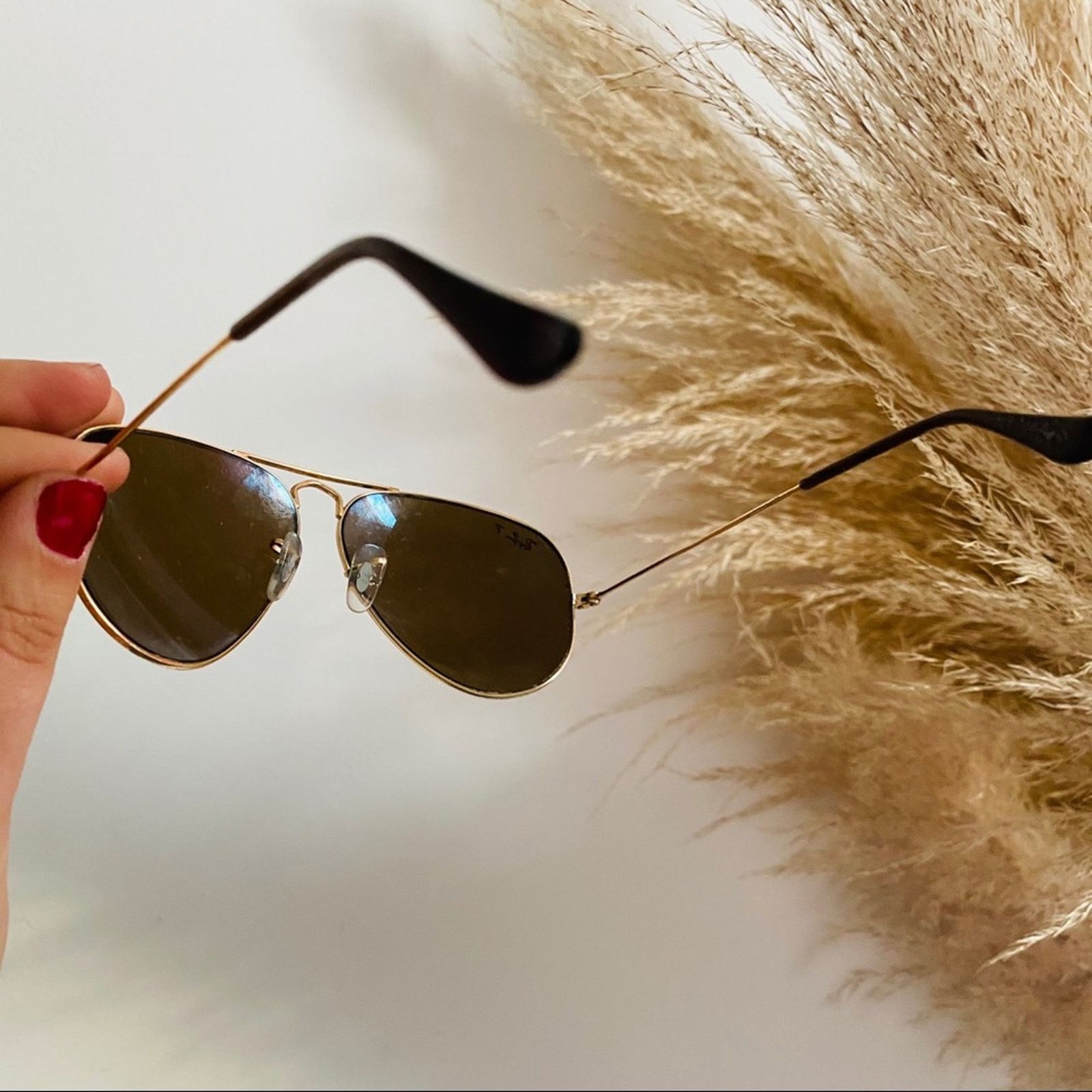 RayBan RAY BAN Gold Metal Brown Smoke Lenses Aviators Sunglasses Size ONE SIZE - 5 Thumbnail
