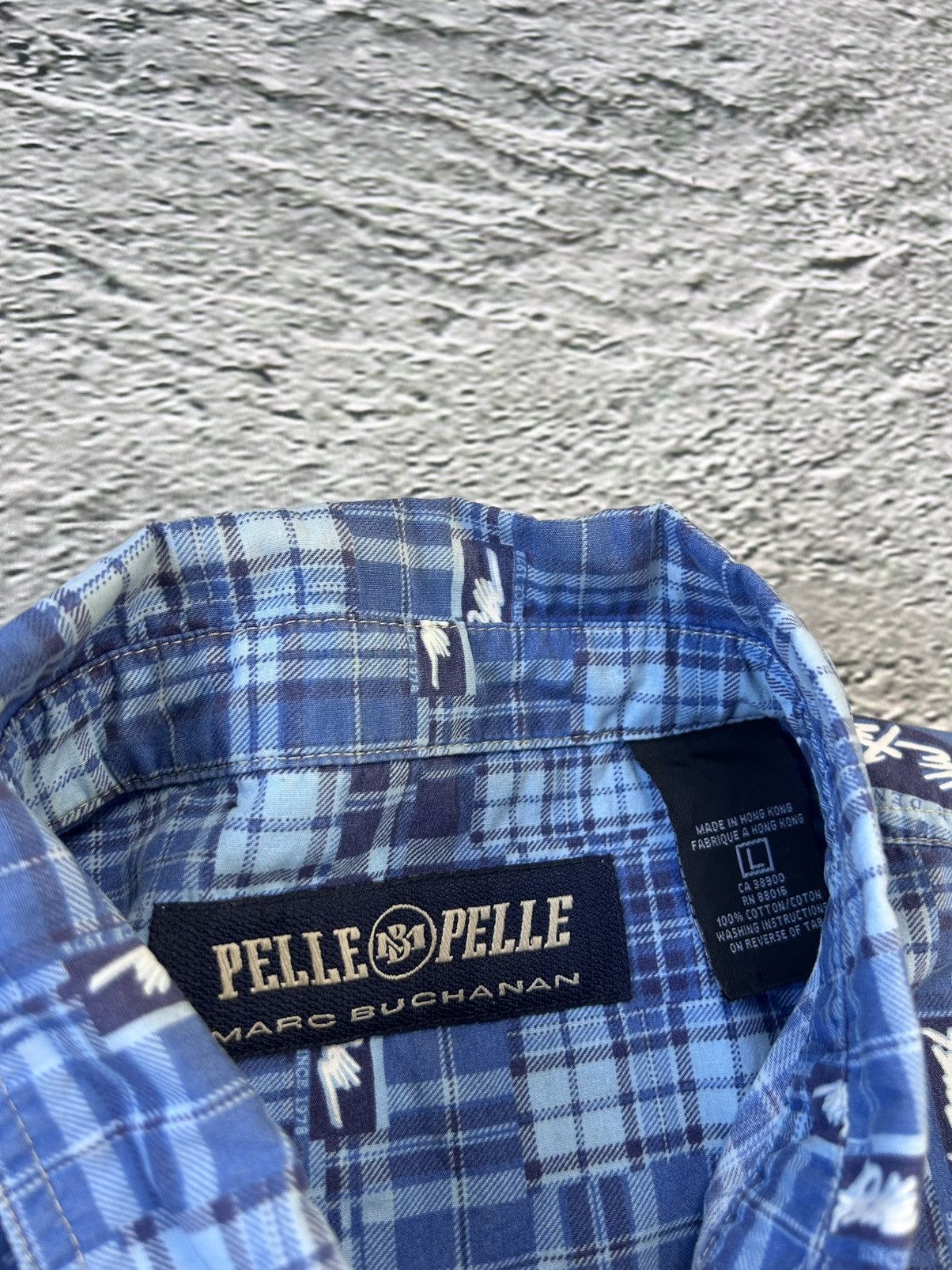 Marc Buchanan × Pelle Pelle × Vintage Pelle Pelle shirt vintagr full print button up blue Size US L / EU 52-54 / 3 - 2 Thumbnail