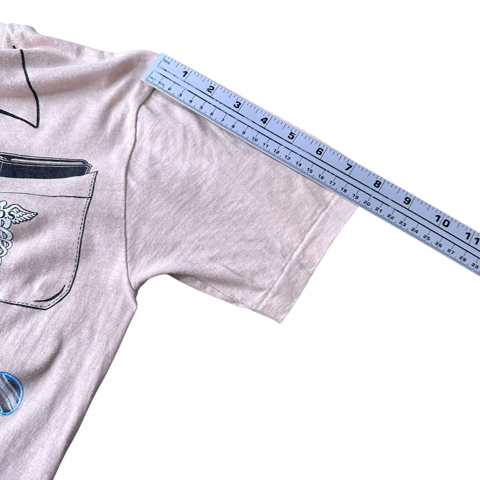 Hanes Vintage Fake Tie Tools Dentist T-Shirt Men’s M Beige 80s USA Size US M / EU 48-50 / 2 - 9 Thumbnail