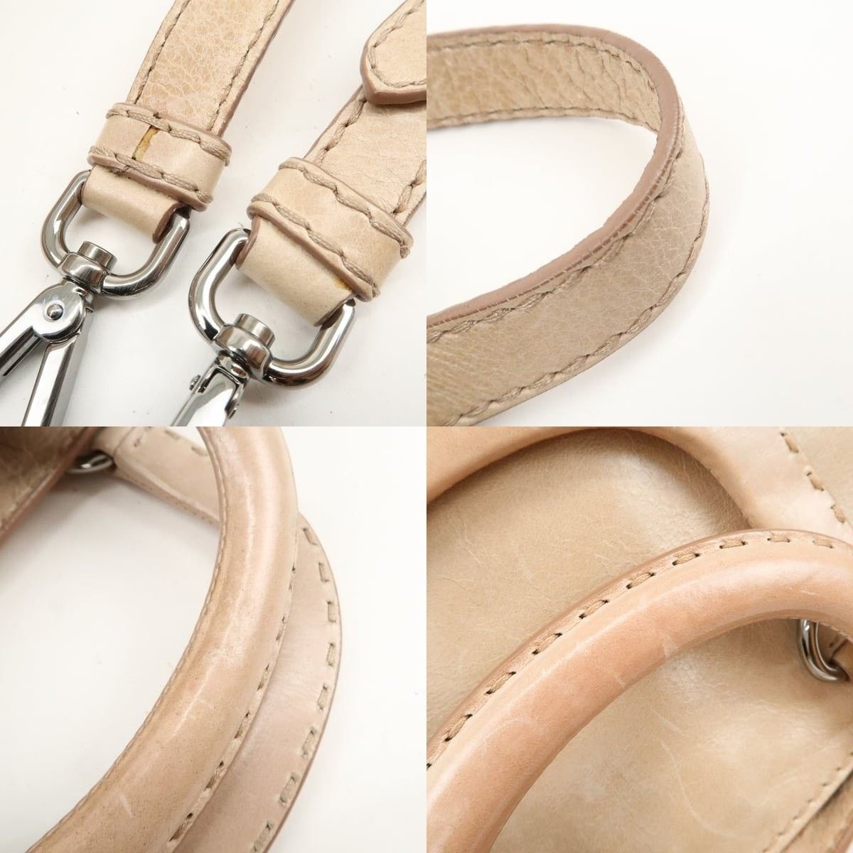 Prada Prada Triangle Logo Calfskin Shoulder Bag Beige Size ONE SIZE - 4 Thumbnail