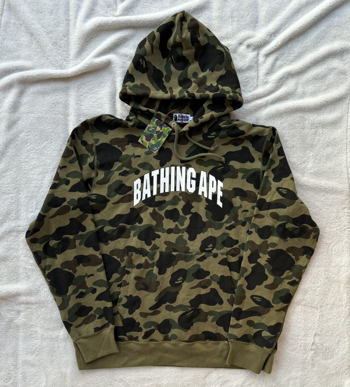 Bape Green Camo Arch Logo Hoodie - 3XL
