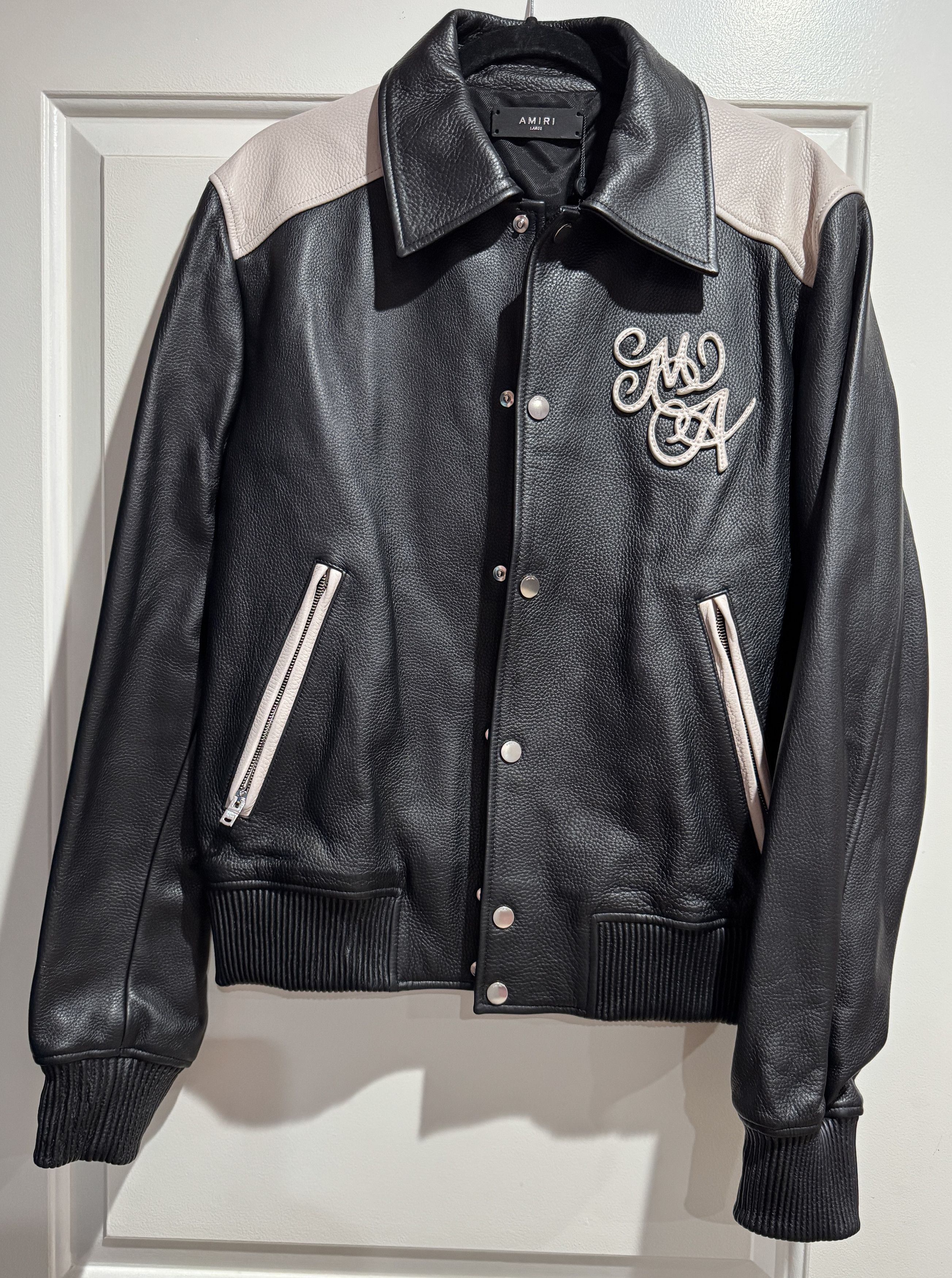 Amiri Amiri leather jacket in black/ white Size US L / EU 52-54 / 3 - 1 Thumbnail