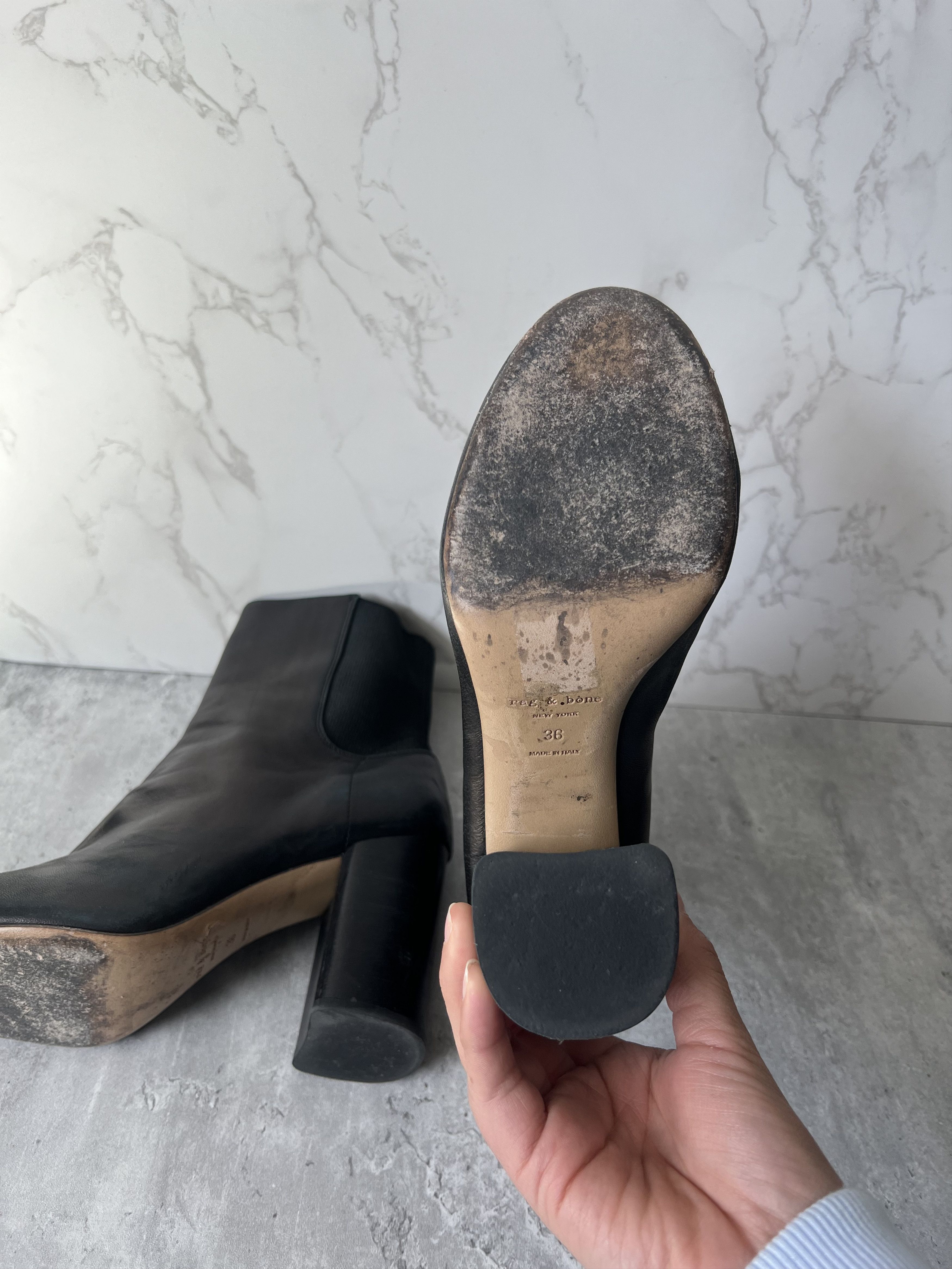 Rag & Bone Rag & Bone Black Leather Heeled Boots - Size 6 Size US 6 / IT 36 - 5 Thumbnail