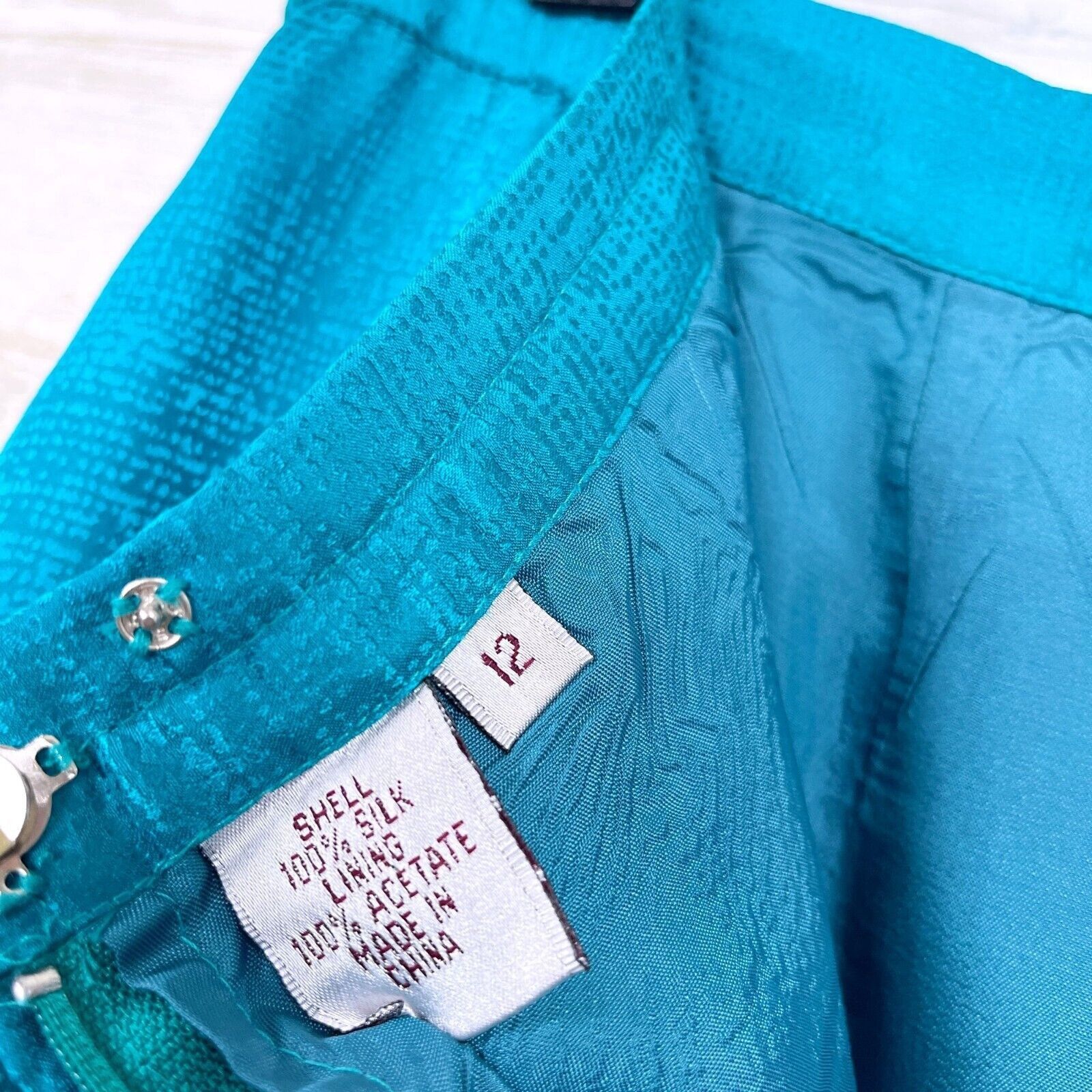 Vintage Adrianna Papell Silk Satin Skirt Suit Blue Womens 12 Size 34" / US 12 / IT 48 - 14 Thumbnail