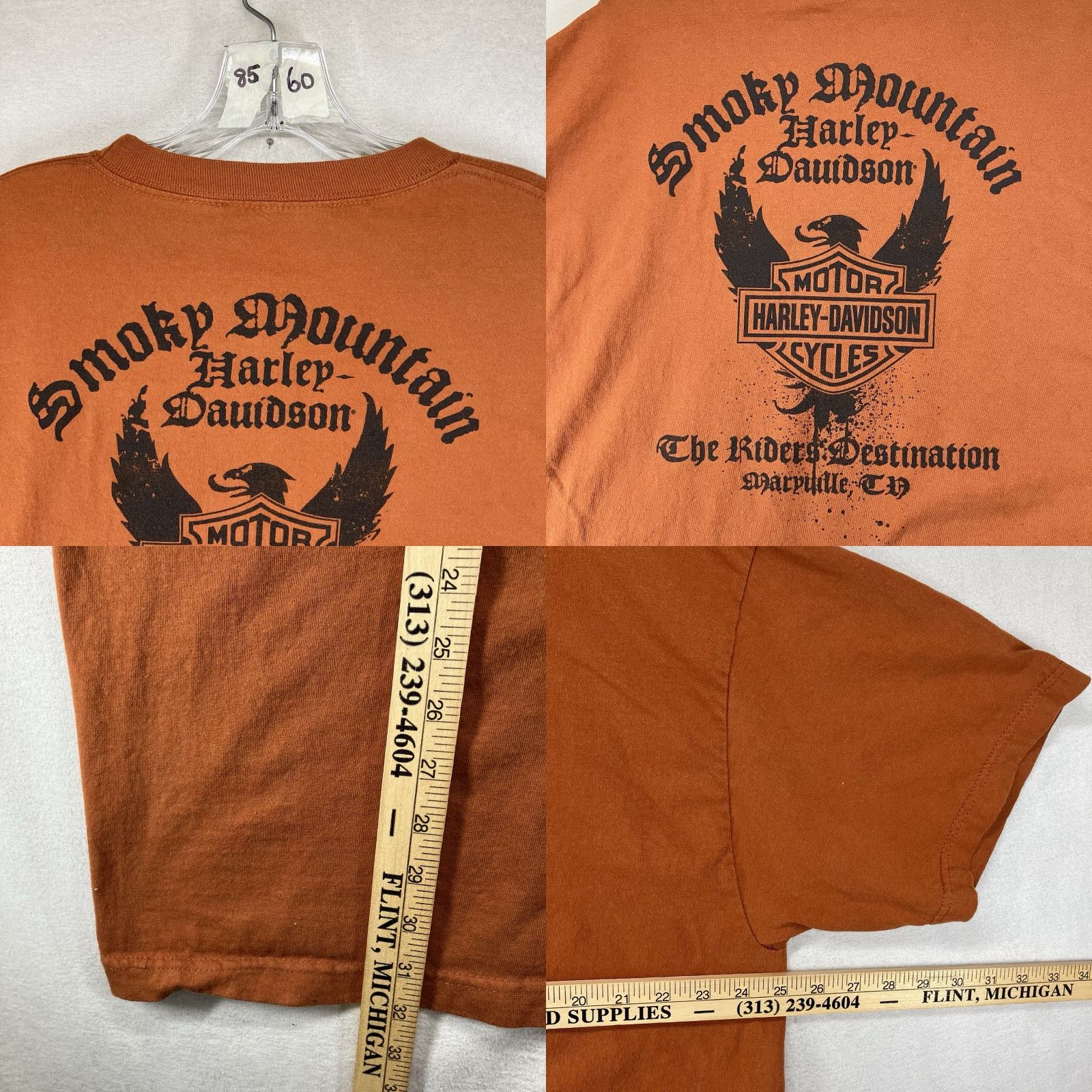 Harley Davidson Harley-Davidson Motorcycle T-Shirt Unisex Adults XL Orange Graphic Print Biker Retro Size US XL / EU 56 / 4 - 8 Thumbnail