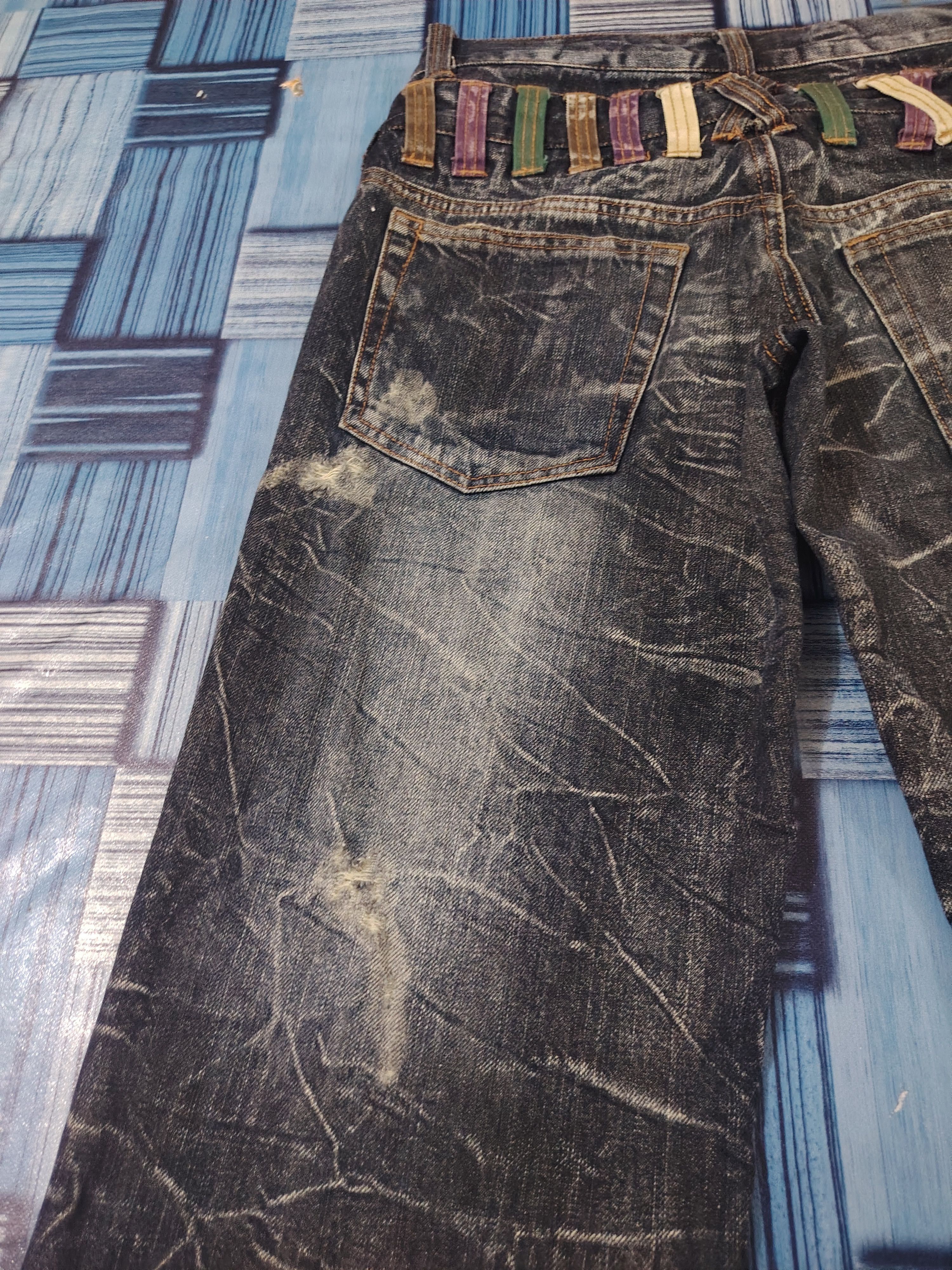 Who Decides War Japanese Nylaus Double Waist Distressed Jeans Size US 29 - 17 Thumbnail