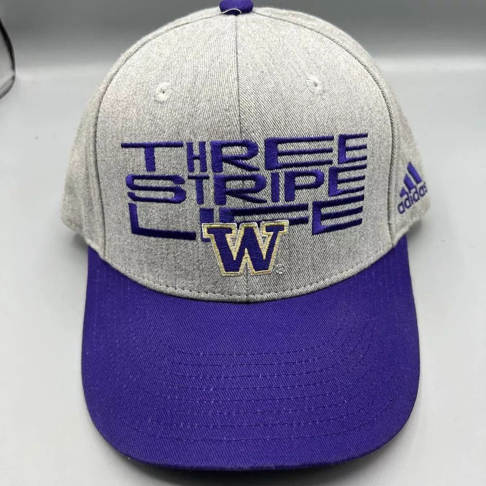 Adidas Washington Huskies Hat Men Gray Purple Adidas Snap Back Cap Size ONE SIZE - 1 Thumbnail