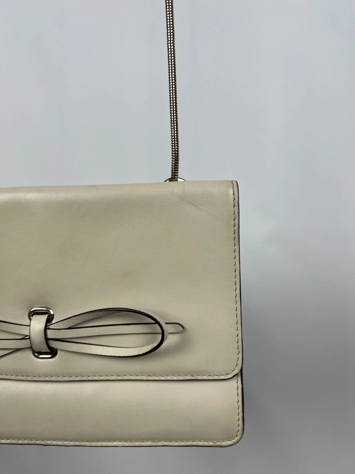 Reiss Reiss Shoulder Bag Clutch Ivory Real Leather Metal Сhain Size ONE SIZE - 4 Thumbnail
