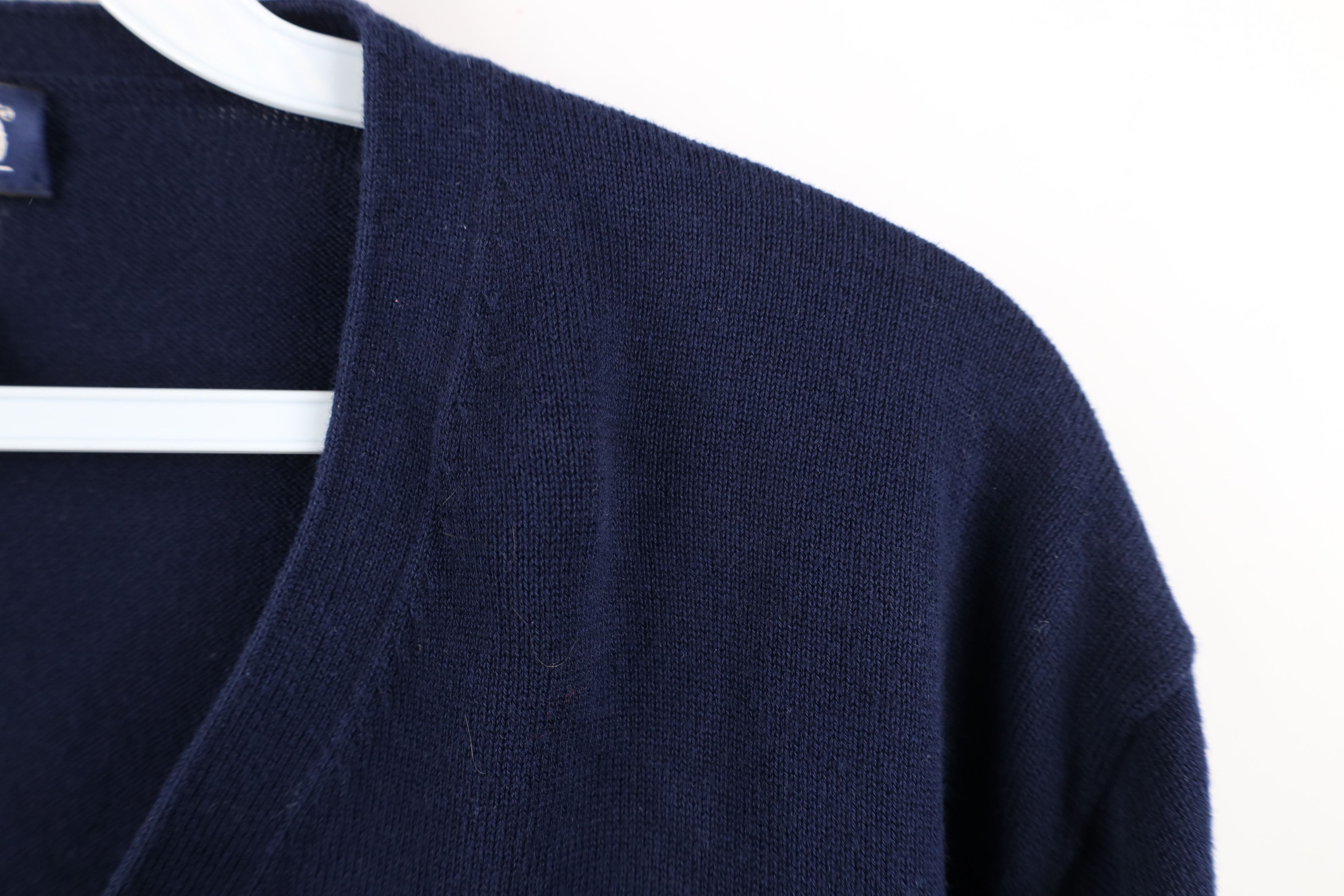 Lands' End Vintage 90s Lands End Cotton Ribbed Knit V-Neck Sweater Navy Size US L / EU 52-54 / 3 - 6 Thumbnail