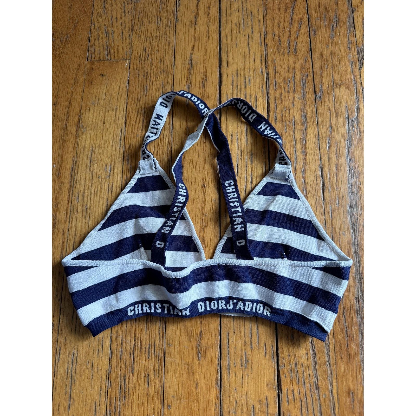 Christian Dior Monsieur Christian Dior Bralette 38 M Blue Striped J'Adior Logo Knit Size ONE SIZE - 5 Thumbnail