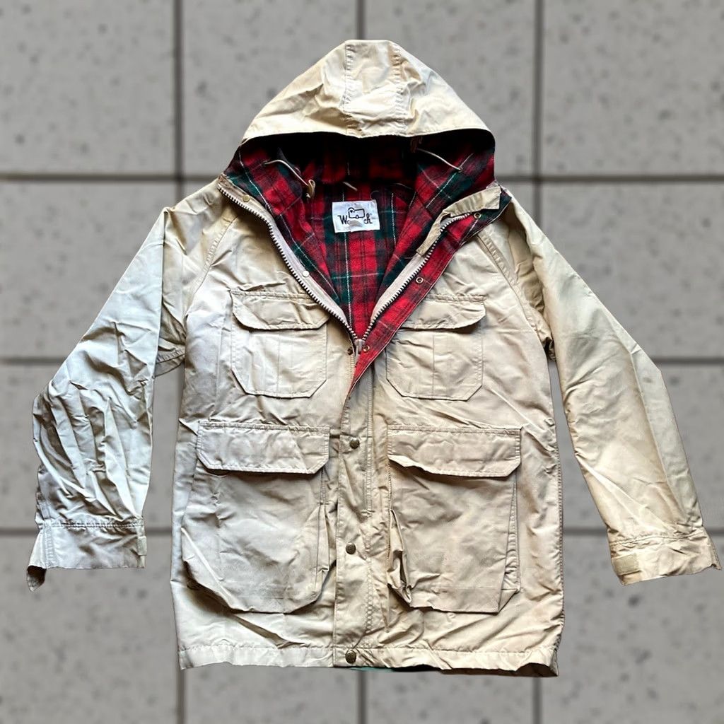 Vintage VINTAGE Woolrich Rain Parka Hooded Plaid Wool Blanket Lined Beige Mens Large Size US L / EU 52-54 / 3 - 1 Thumbnail