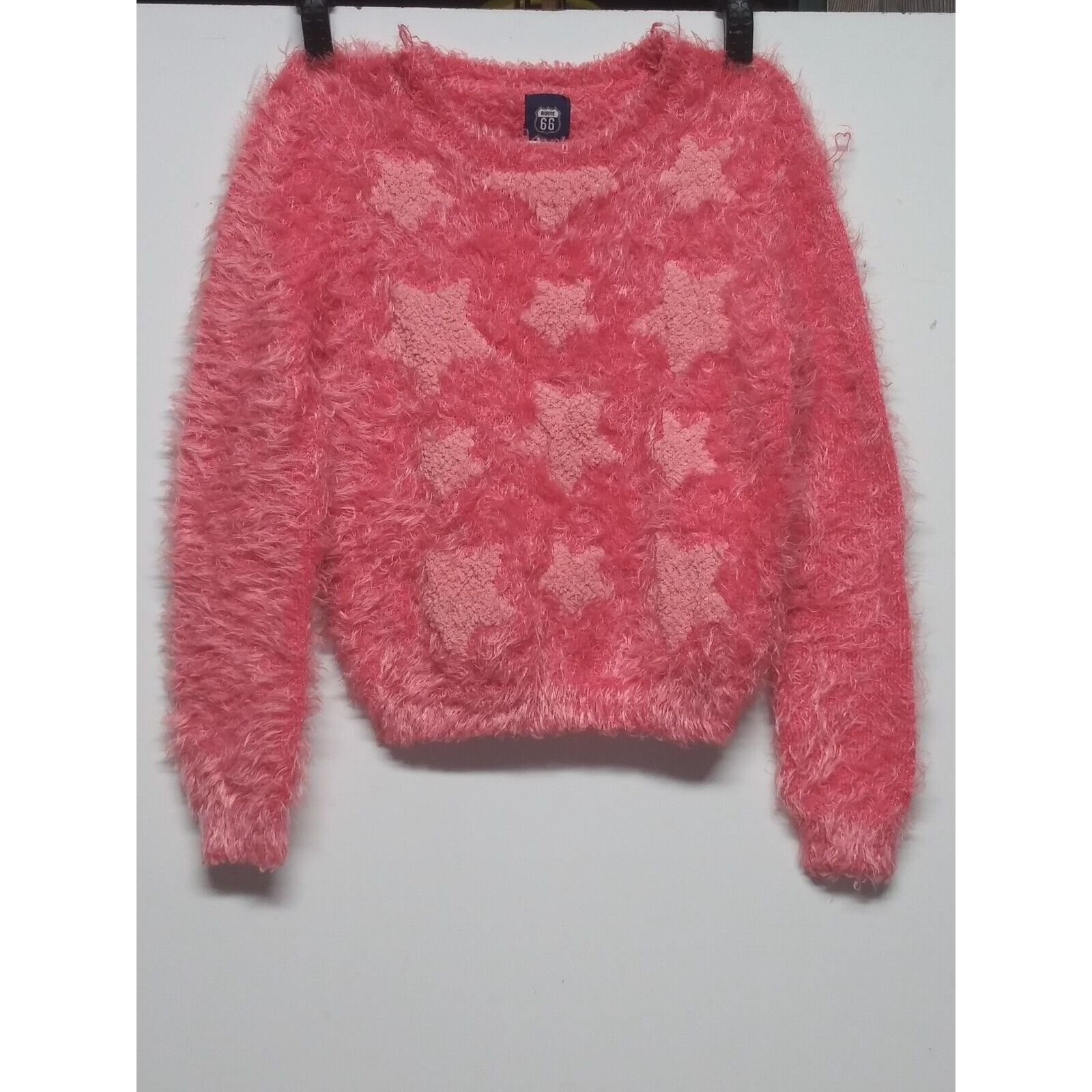 Route 66 Route 66 Juniors Sweater eyelash Pink stars Sz S/M Size S / US 4 / IT 40 - 5 Thumbnail