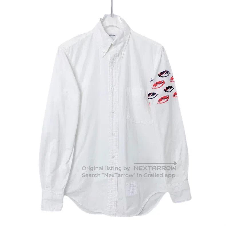 Thom Browne Thom Browne White tropical fish embroidery cotton shirt Size US S / EU 44-46 / 1 - 1 Thumbnail