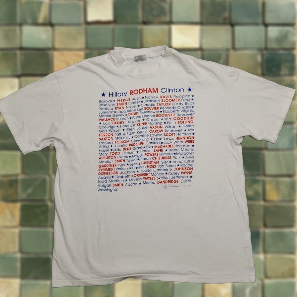 Vintage VINTAGE Hillary Clinton Presidents Wives Shirt Mens XL White Single Stitch T-Shirt Shirt 90s T Shirt Womens/Mens? Size US XL / EU 56 / 4 - 1 Thumbnail