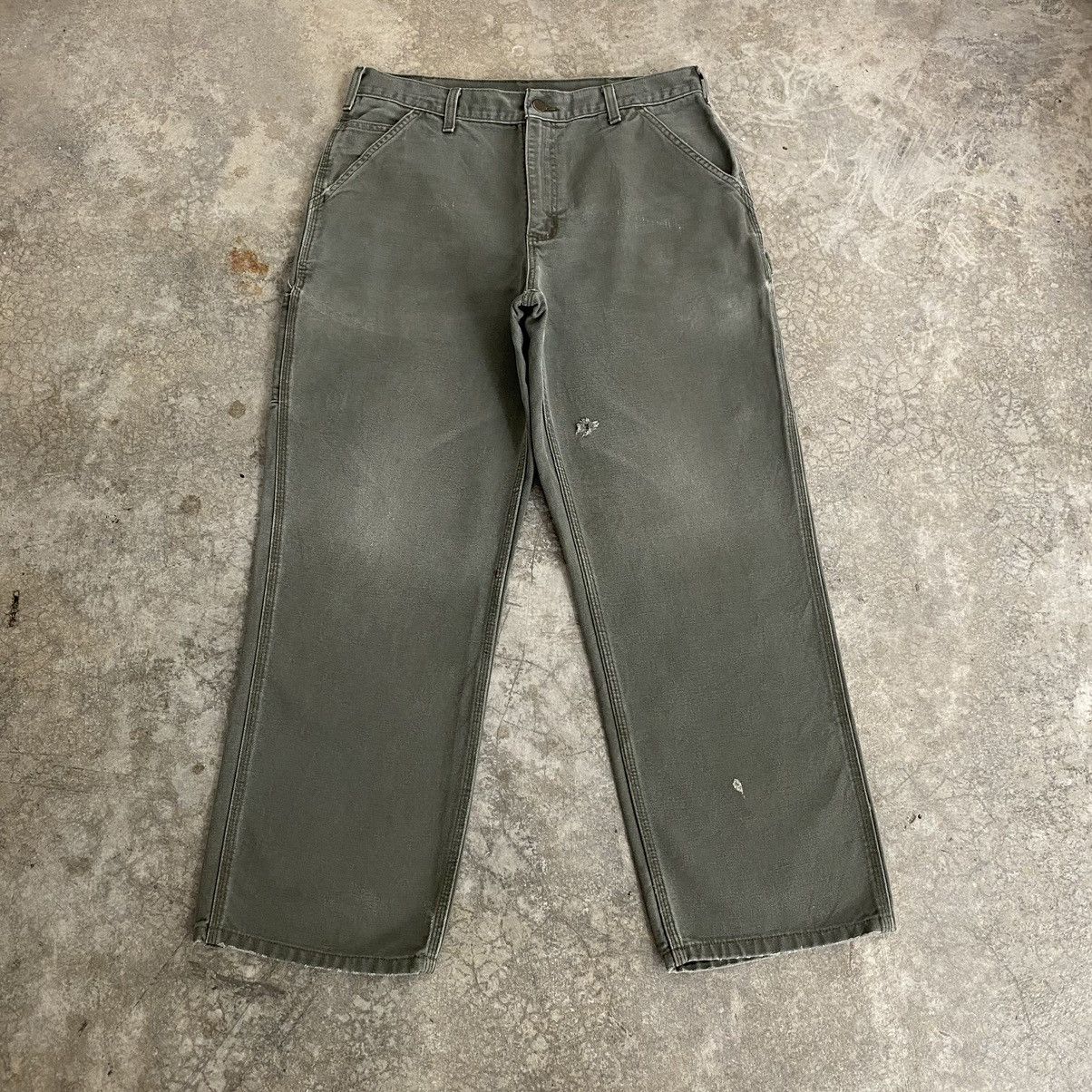 Carhartt Vintage Carhartt Faded Moss Green Carpenter Work Pants Size US 33 - 2 Thumbnail
