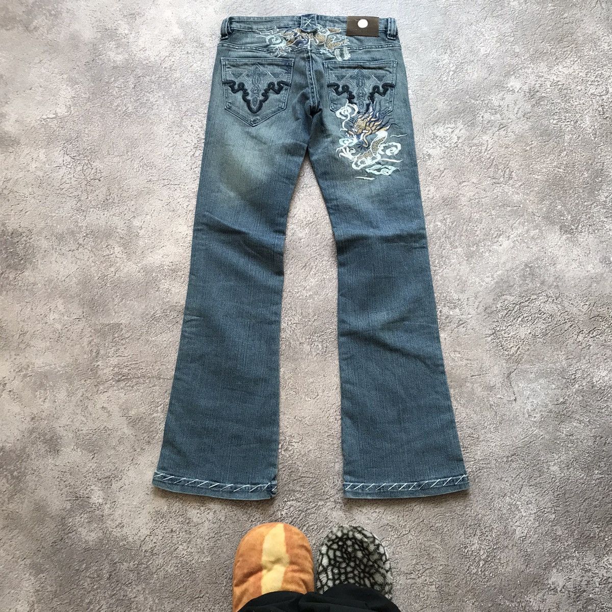 Vintage Vintage 90s Distressed Flared Jeans Low Rise Grunge Y2K 26 Size 26" / US 2 / IT 38 - 5 Thumbnail