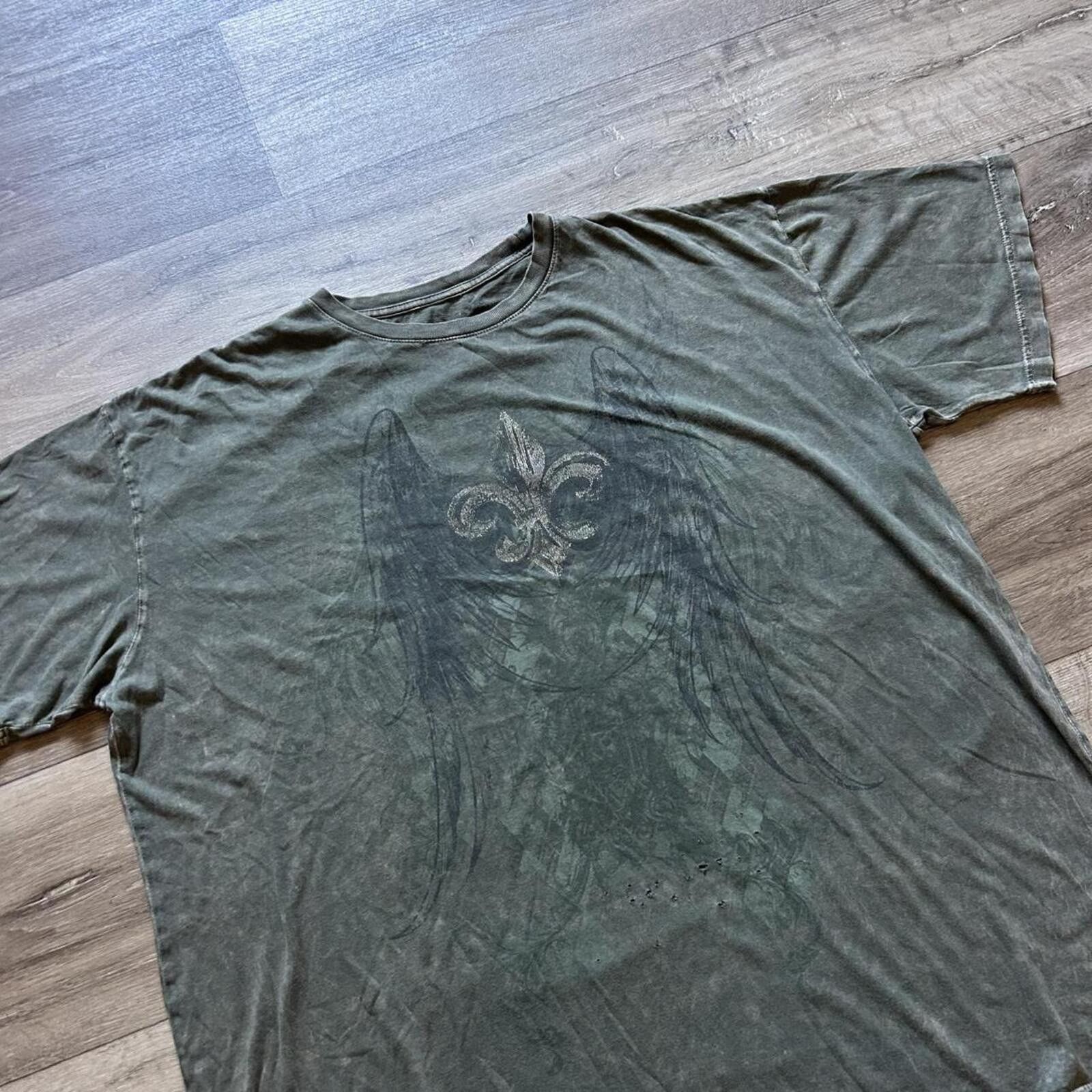 Affliction Sick Green y2k Affliction style t shirt wings cross size XXL Size US XXL / EU 58 / 5 - 2 Thumbnail