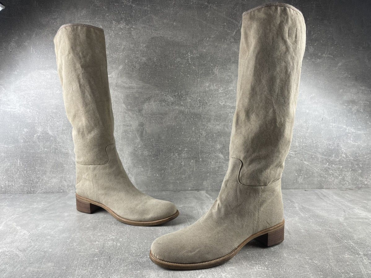 Prada Prada Vintage Tall Canvas / Leather Boots Beige EU 39 Size US 9 / IT 39 - 4 Thumbnail