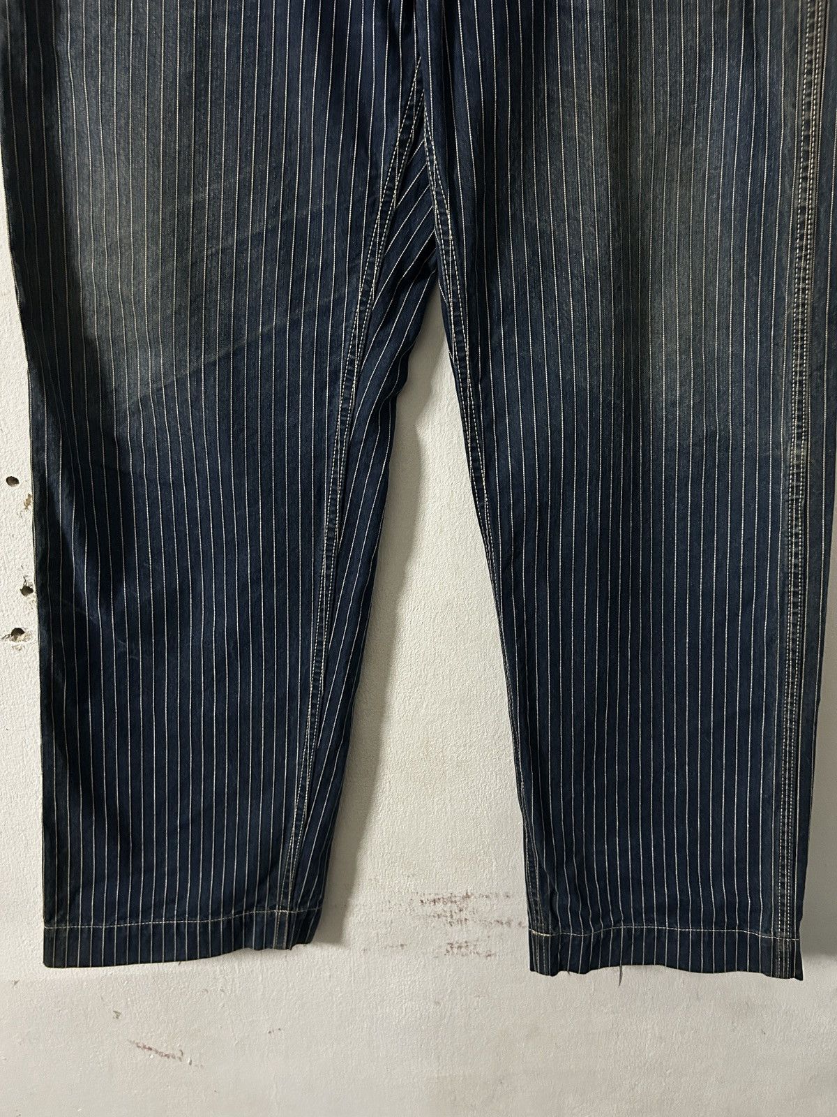 Schott Perfecto by schott Wabash jacquard stripe faded denim pants Size US 35 - 2 Thumbnail
