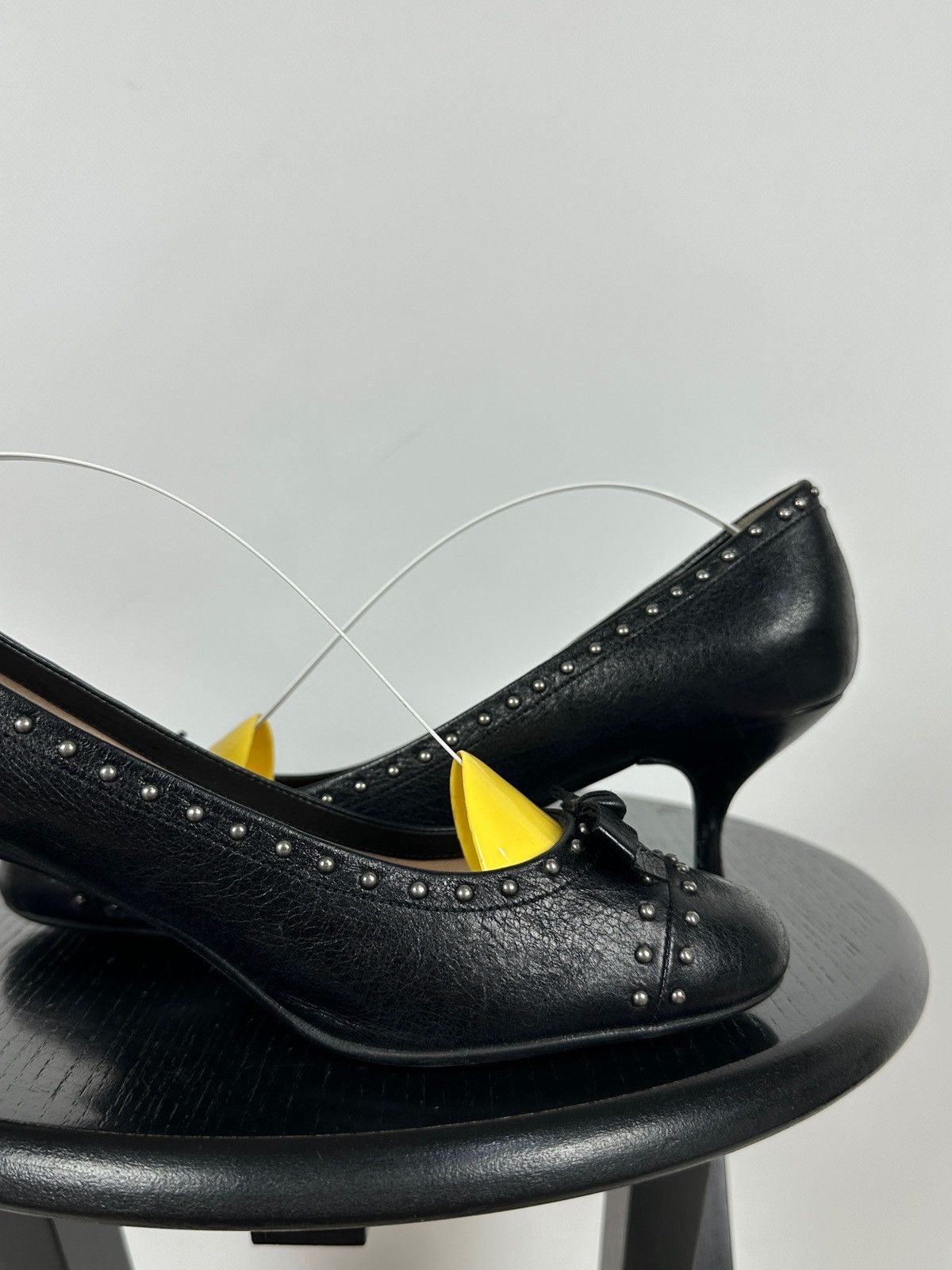 Prada Prada Black Leather Studded Bow Kitten Heels Pumps Size US 9 / IT 39 - 18 Thumbnail