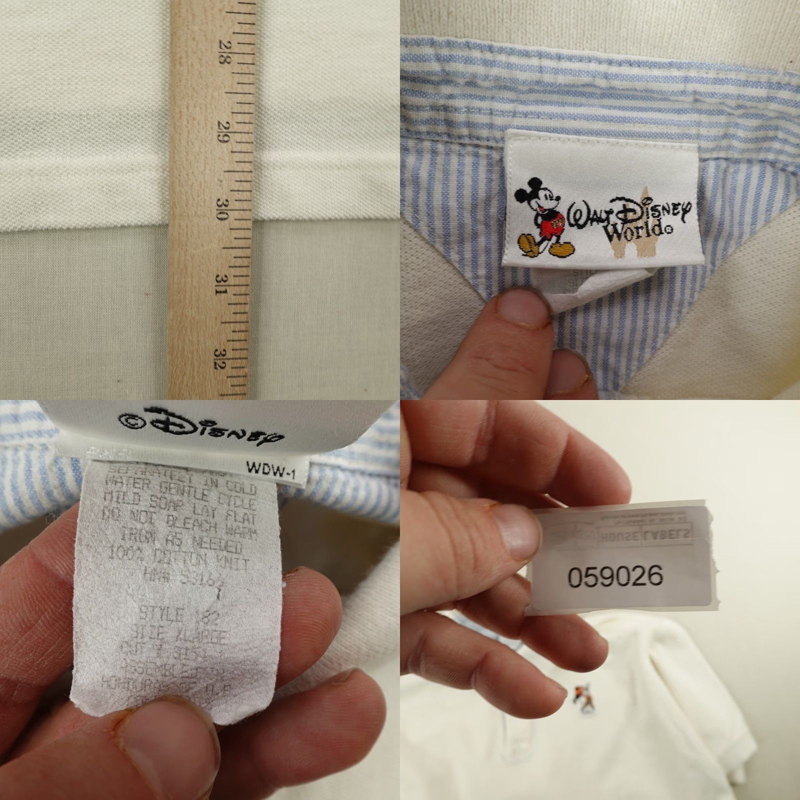 Disney VINTAGE Disney Polo Shirt Men Large Short Sleeve Cotton Mickey Mouse 90s White Disneyland Size US L / EU 52-54 / 3 - 8 Thumbnail