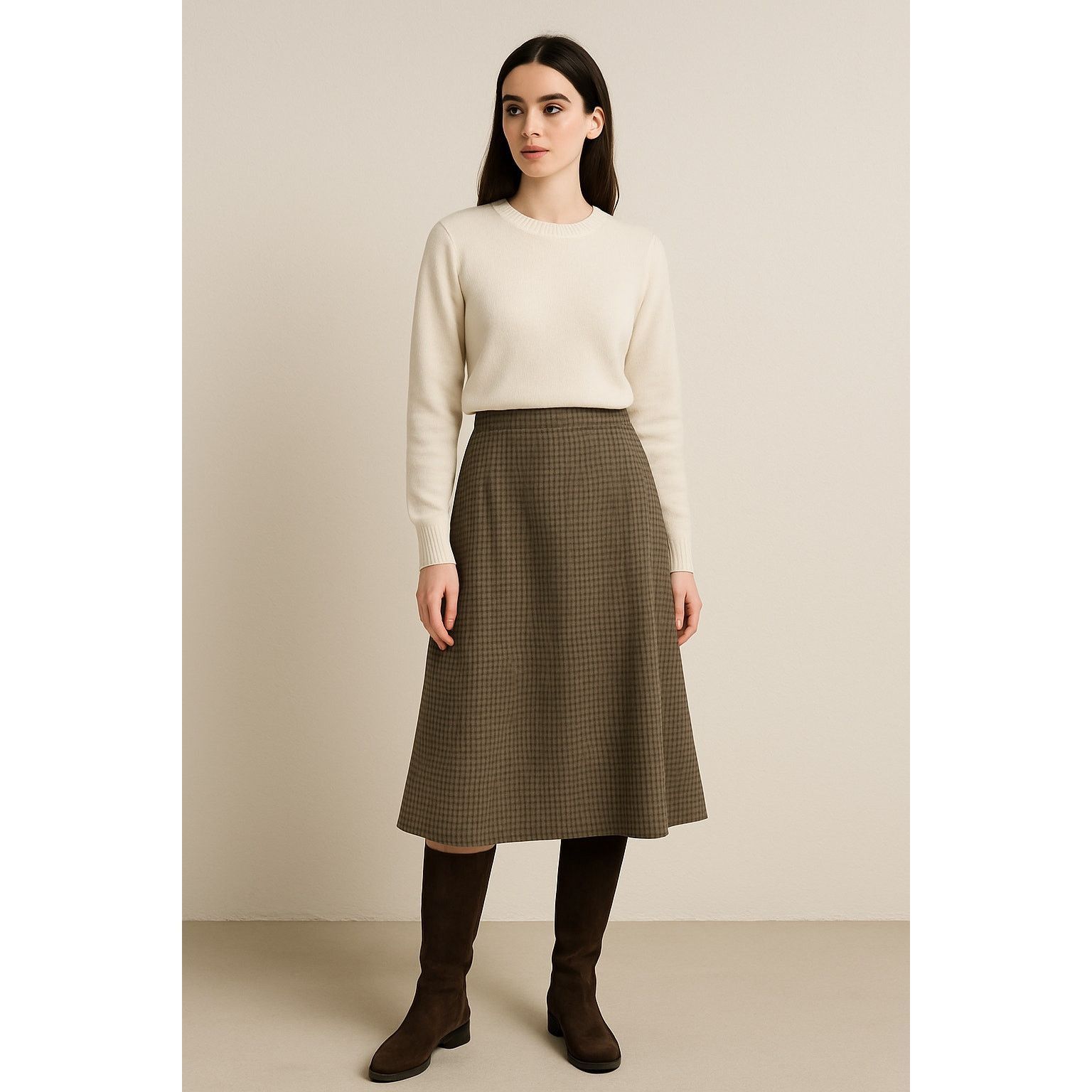 Other Vintage Wool Blend Houndstooth A-Line Skirt Harrington 16 Size 38" / US 16 / IT 52 - 1 Thumbnail