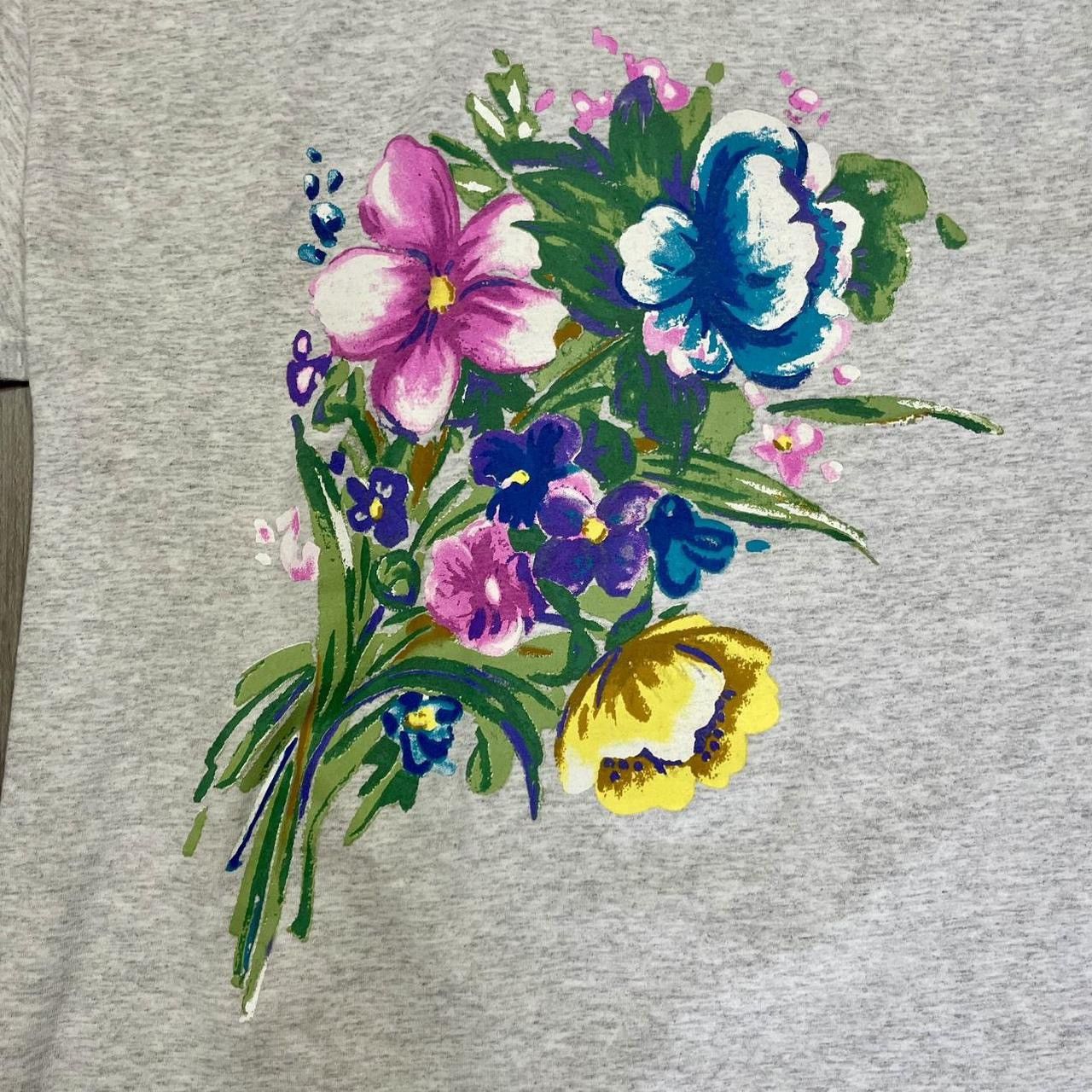 Haband × Vintage Vintage 90’s Pretty Flower Bouqet Collard T-Shirt Size M / US 6-8 / IT 42-44 - 3 Thumbnail