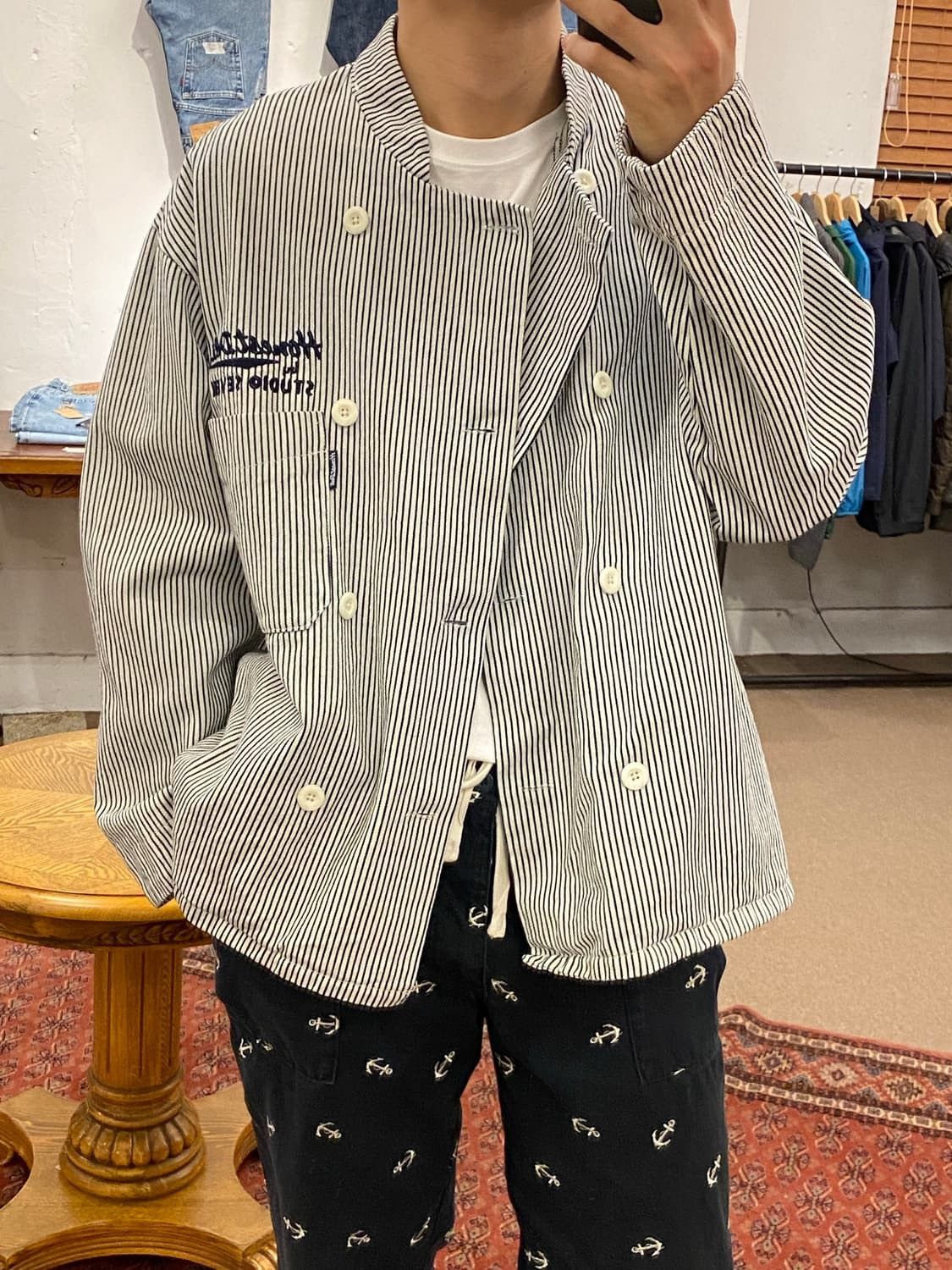 Japanese Brand × Studio Seven 💥STUDIO SEVEN HONEST DELI HICKORY BUTTON JACKET Size US XL / EU 56 / 4 - 1 Thumbnail