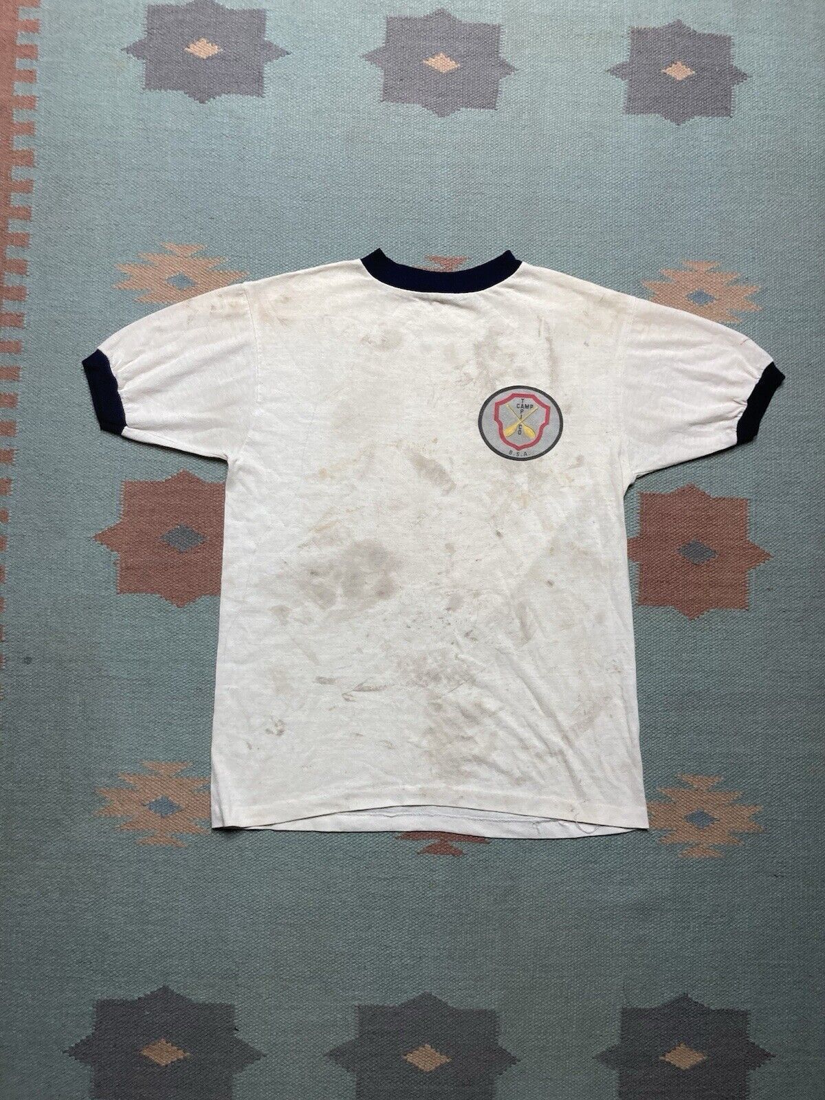 Vintage 70s ringer t shirt Boy Scouts Camp Tapico stain distressed L Size US L / EU 52-54 / 3 - 1 Thumbnail