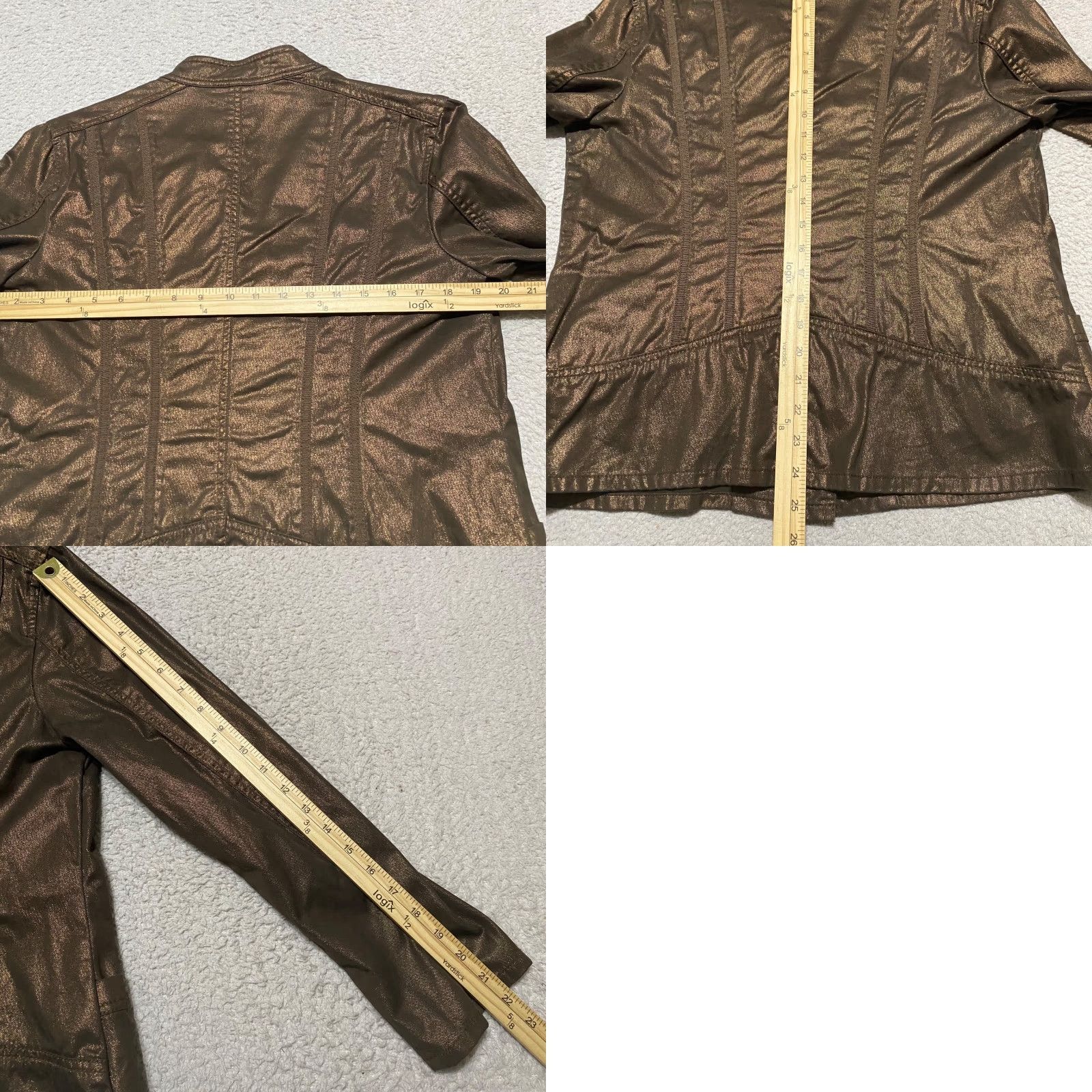 Coldwater Creek Coldwater Creek Jacket Womens 12P Brown Shiny Metallic Long Sleeve Button-Up Size XL / US 12-14 / IT 48-50 - 8 Thumbnail