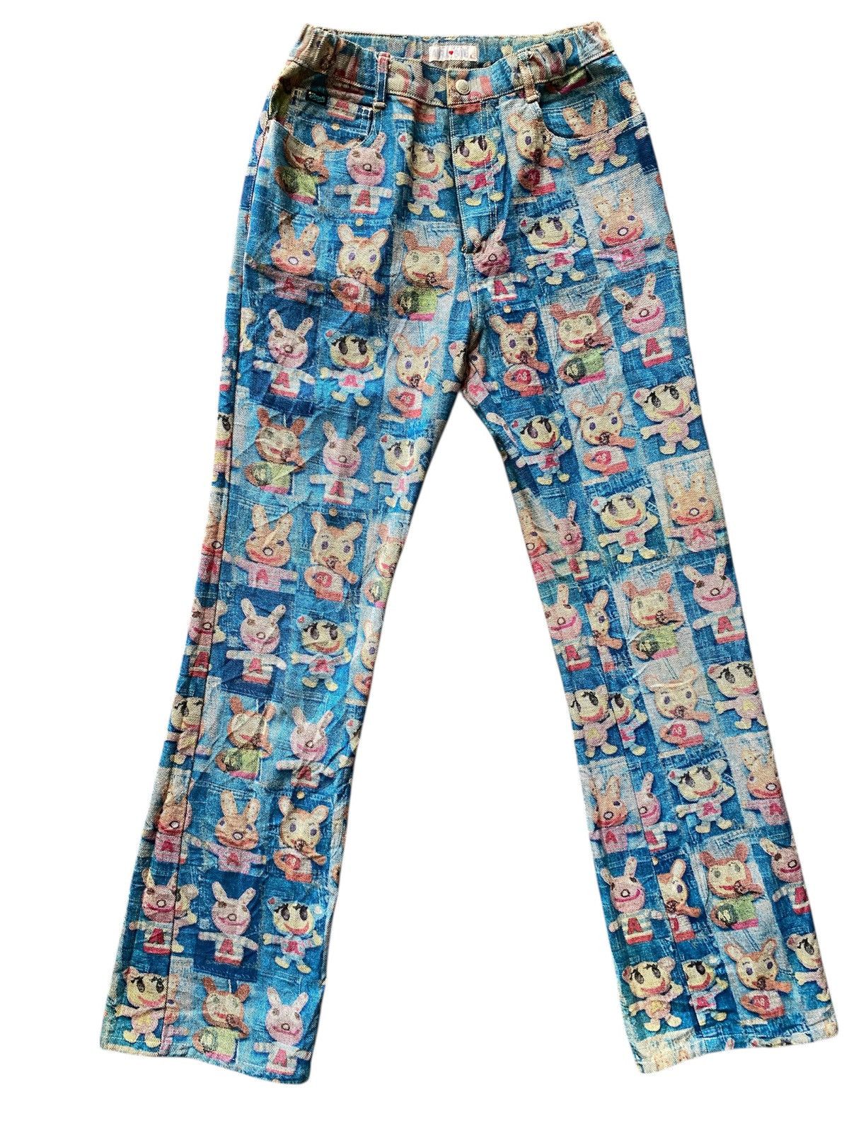 Angel Blue × Hysteric Glamour 2000s Angel Blue - LSD TV Mascots Denim Pants Size 25" / US 0 / IT 36 - 1 Thumbnail