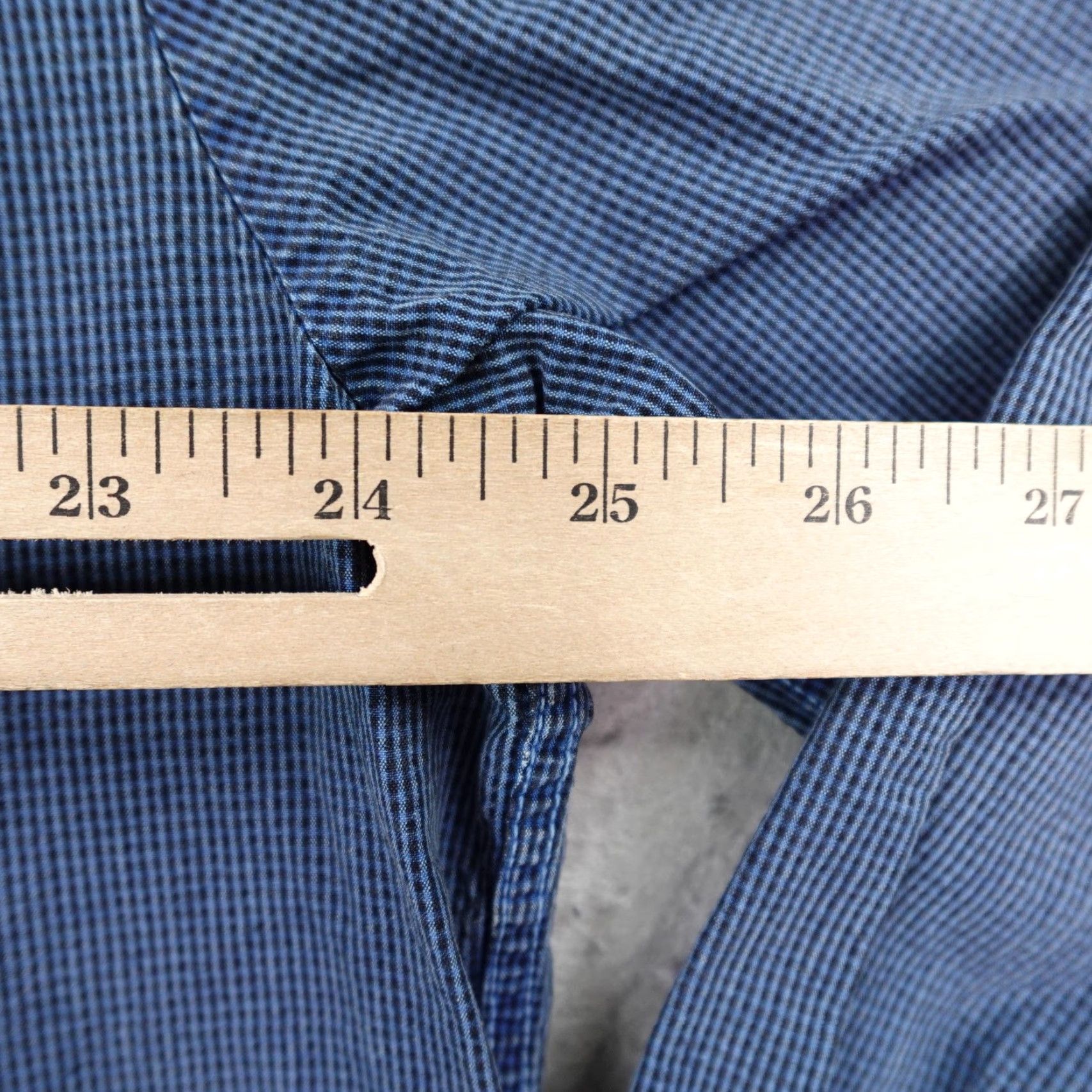 Vintage 32 Bar Blues Shirt Men XL Blue Micro Check Button-Down Long Sleeve with Pockets Mens Size US XL / EU 56 / 4 - 7 Thumbnail