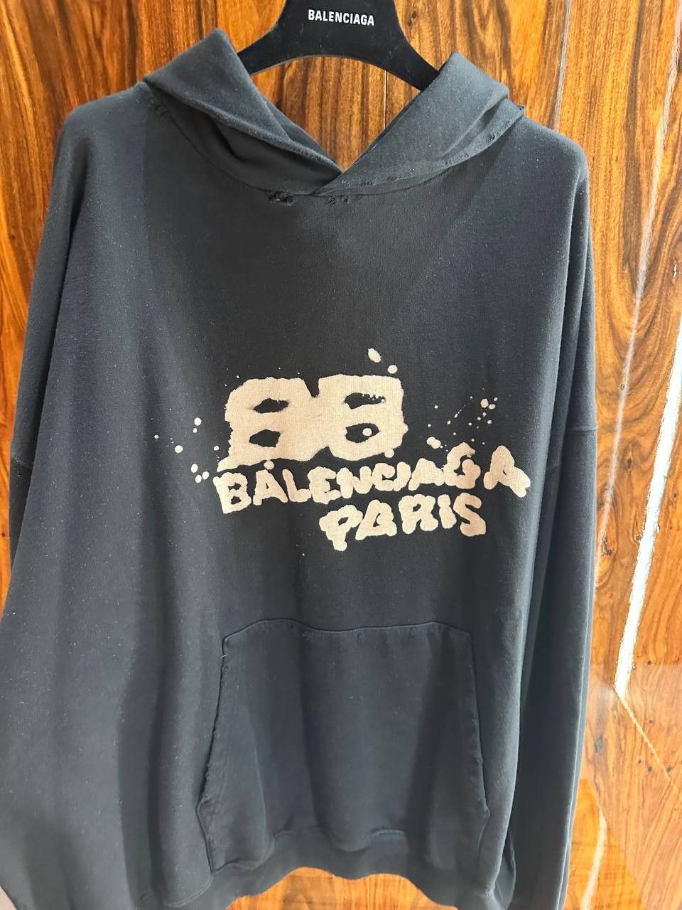 image of Balenciaga Bb Paris Hoodie in Black, Men's (Size Small)