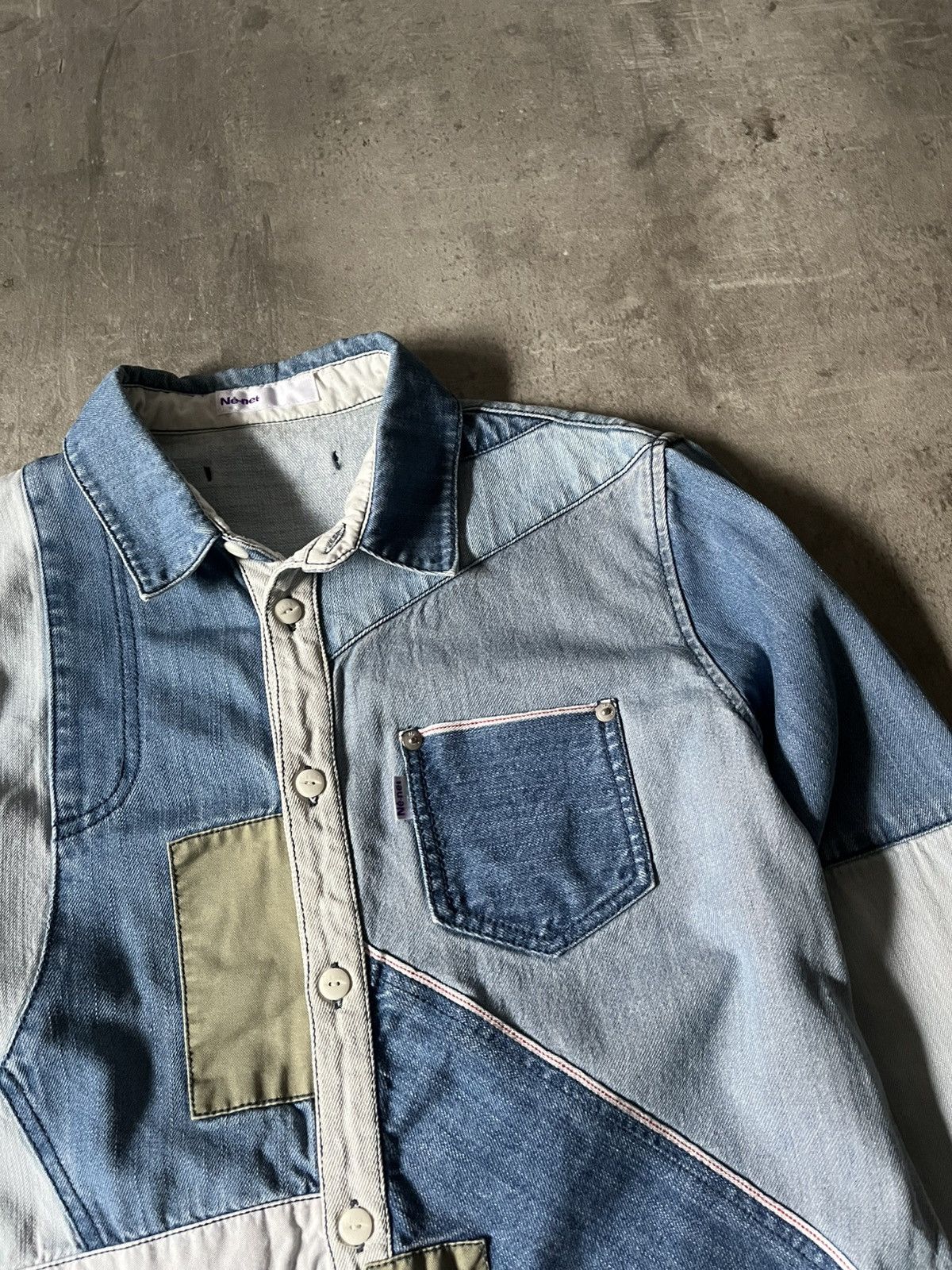 Issey Miyake × Japanese Brand × Ne-Net Ne-Net reconstructed patchwork denim button up shirt Size US M / EU 48-50 / 2 - 4 Thumbnail