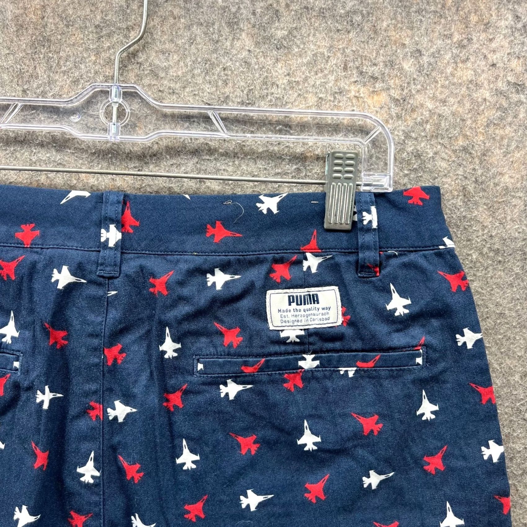 Puma PUMA Shorts Men 32 Adult Blue Navy Chino Flat Front Casual AOP Pattern Solid Wallie Jets Regular Inseam 9 in Mens Size US 32 / EU 48 - 2 Thumbnail