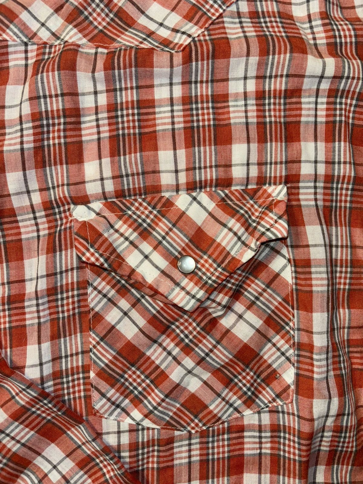Carhartt × Vintage × Wrangler Vtg Western Plaid Pearl Snap Flannel Long sleeve Shirt Large Size US L / EU 52-54 / 3 - 2 Thumbnail