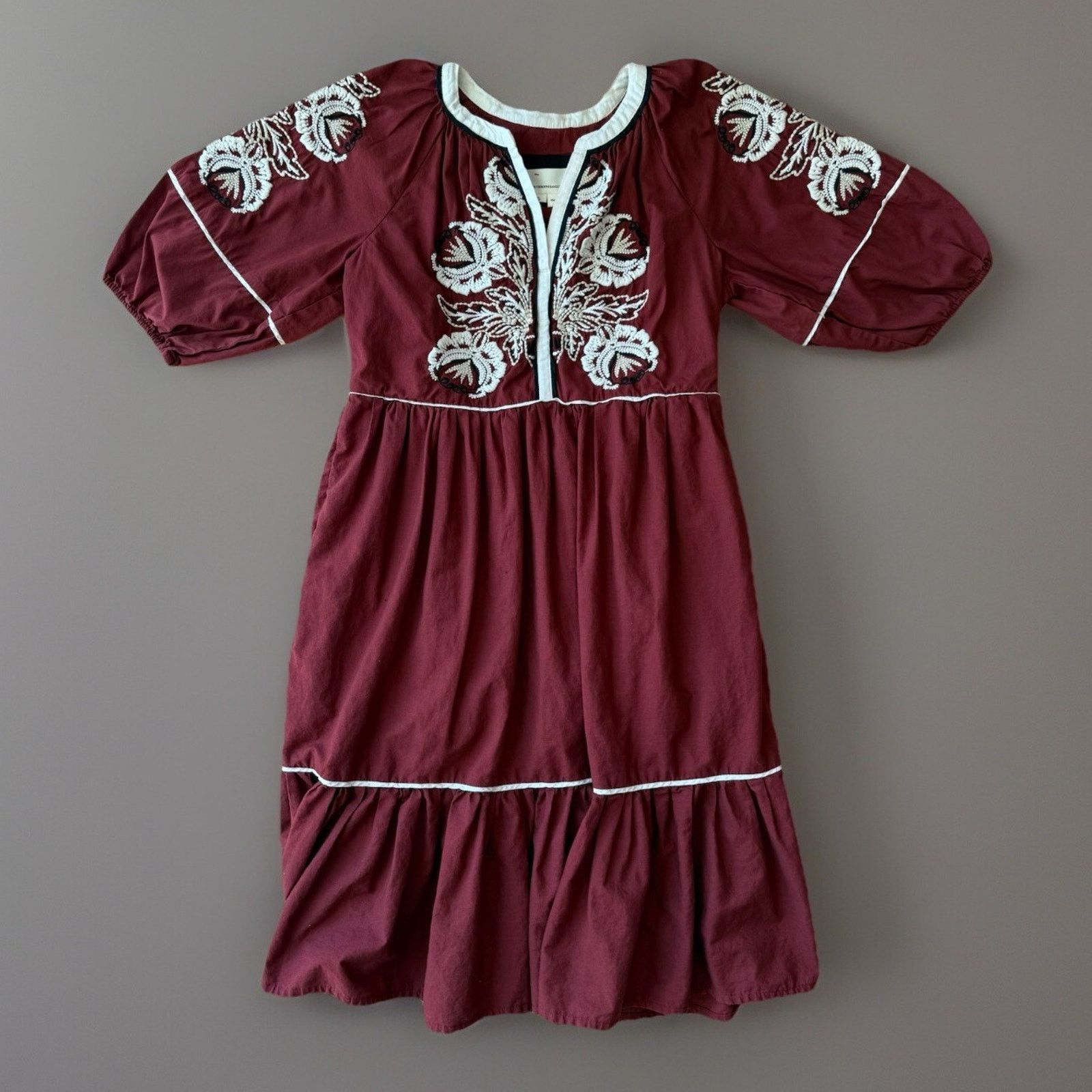 Anthropologie Anthropologie Gretel Embroidered Folk Peasant Maxi Dress XS Size XS / US 0-2 / IT 36-38 - 1 Thumbnail