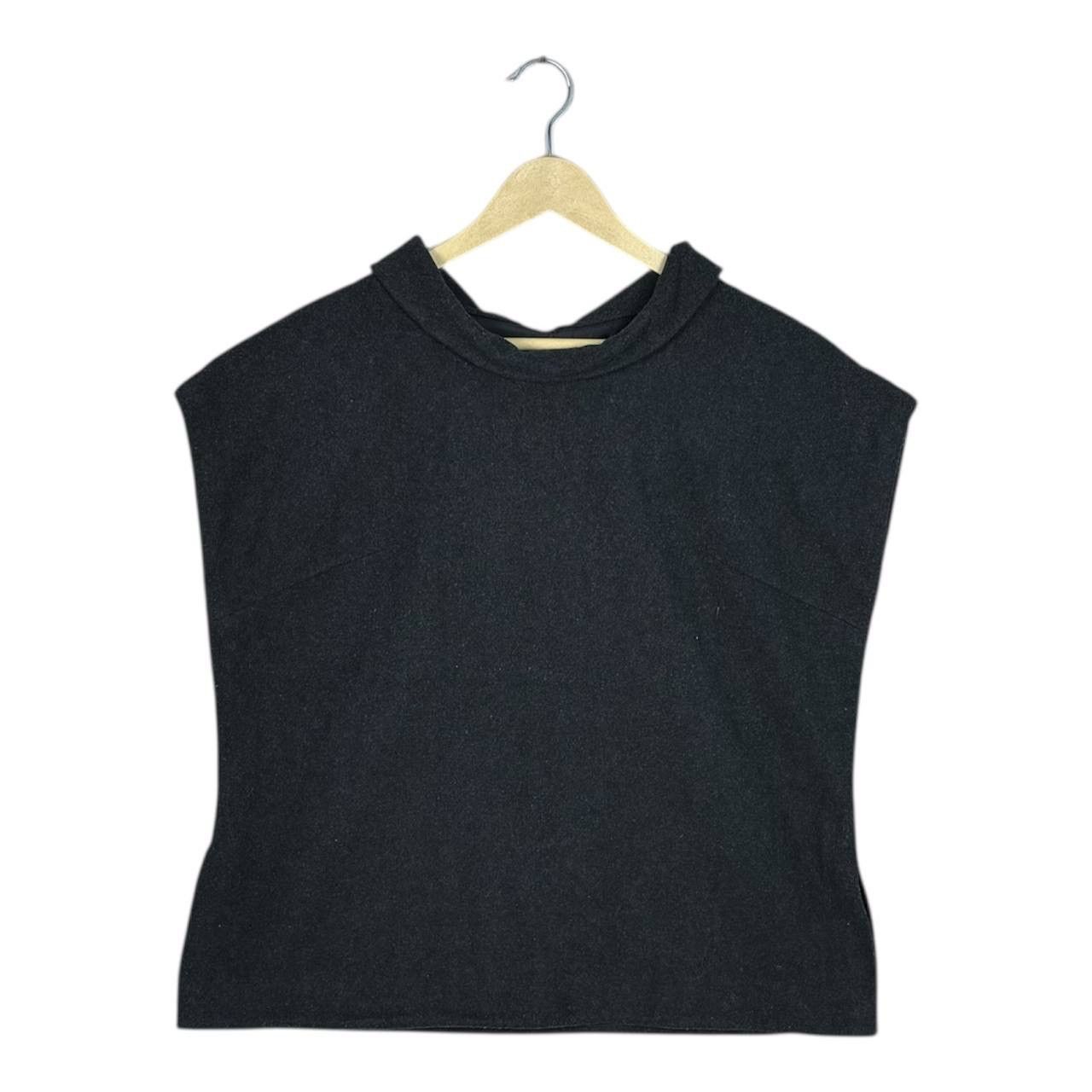 Balmain Vtg BALMAIN Wool Shell Top Cap Sleeve Collared Minimalist Size L / US 10 / IT 46 - 2 Thumbnail