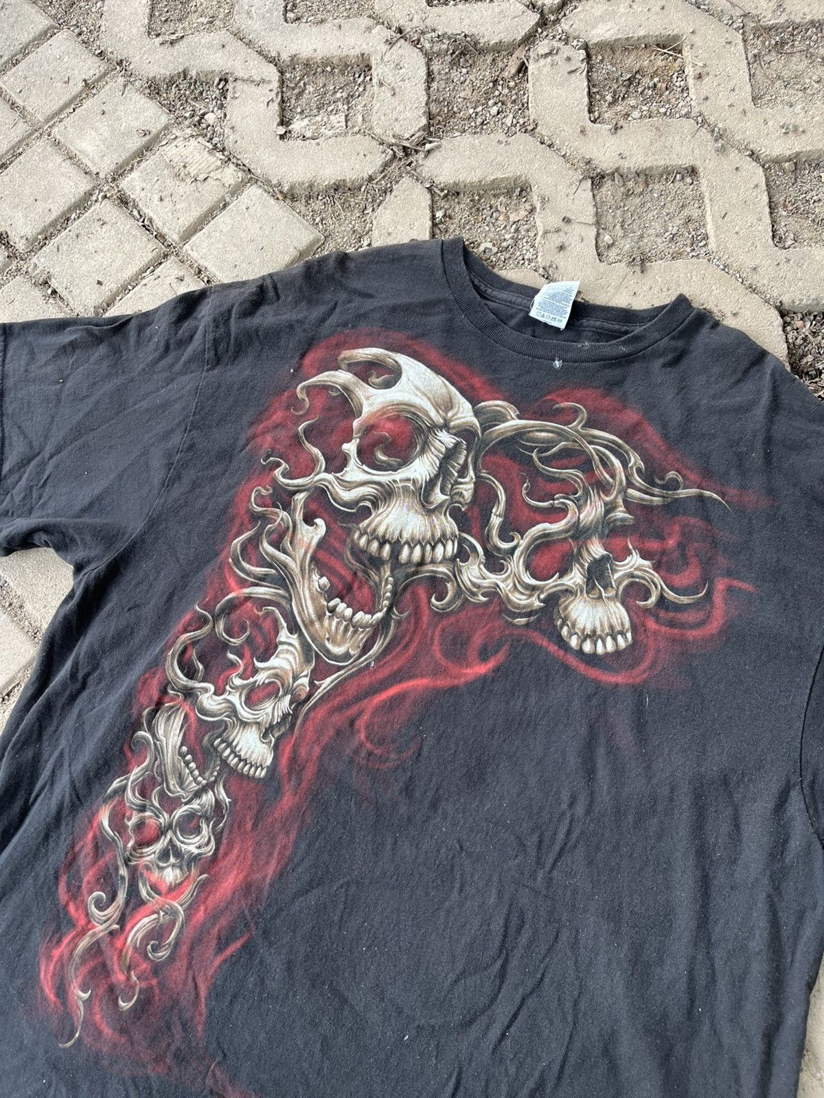 Japanese Brand × Vintage Vintage Overprint Skull Tee Size US XL / EU 56 / 4 - 6 Thumbnail