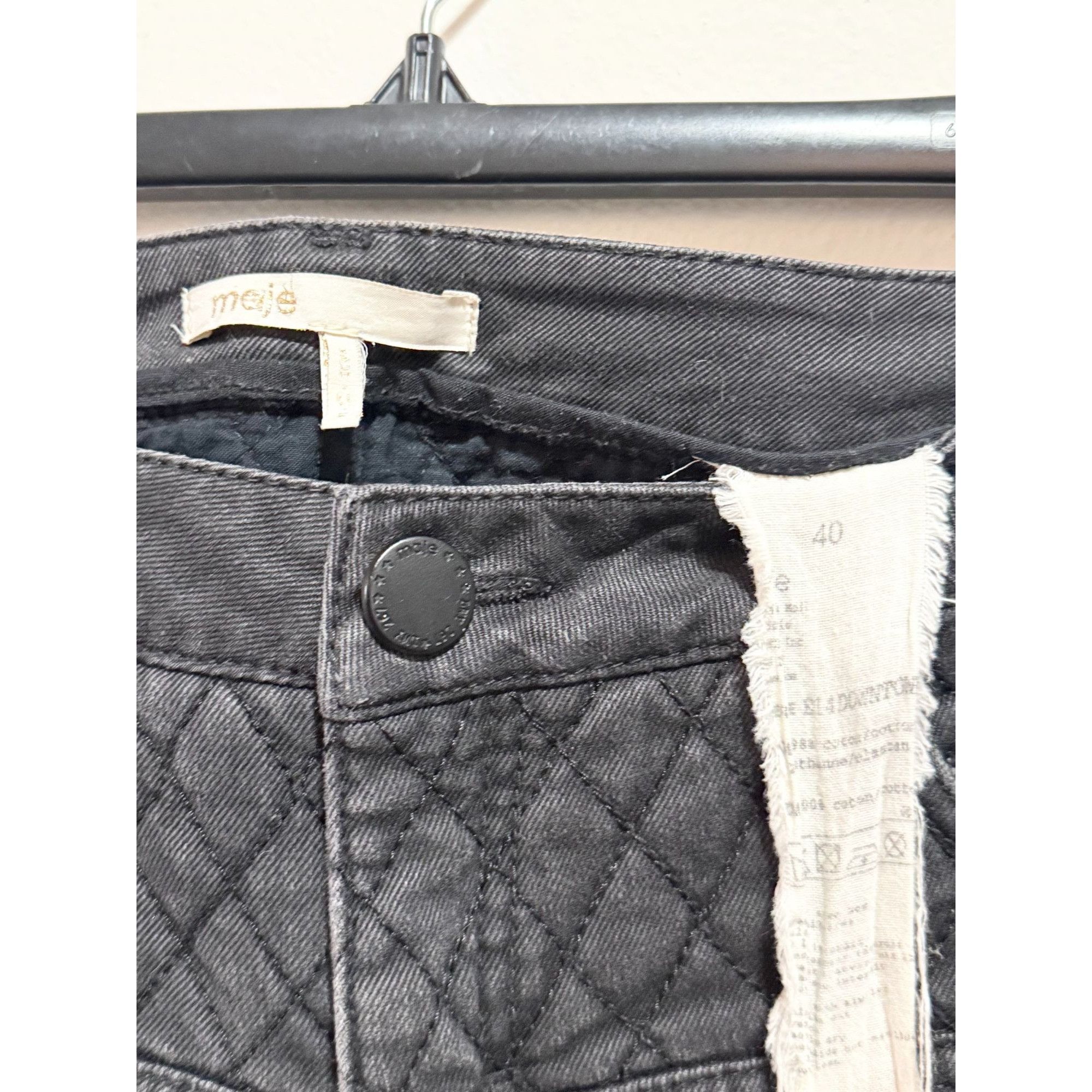 Maje Maje Black Denim Stitched Moto Zipper Jeans Size 40 Size 40" / US 18 - 5 Thumbnail
