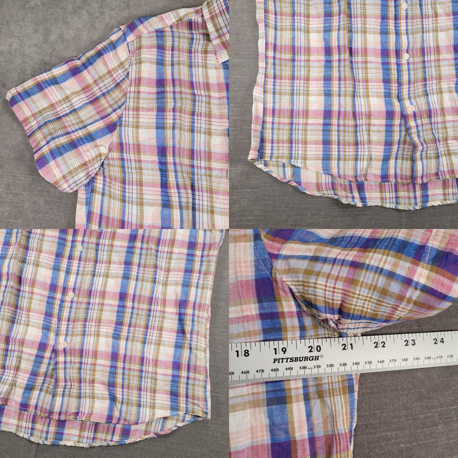 Vintage Hickey Freeman Raspberry Plaid Short Sleeve Button Up Shirt Lg New Mens Size US L / EU 52-54 / 3 - 8 Thumbnail