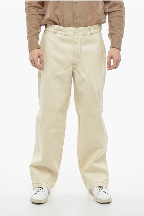 image of Prada Og1Mm0524 Cotton Loose Pants In White, Men's (Size 36)