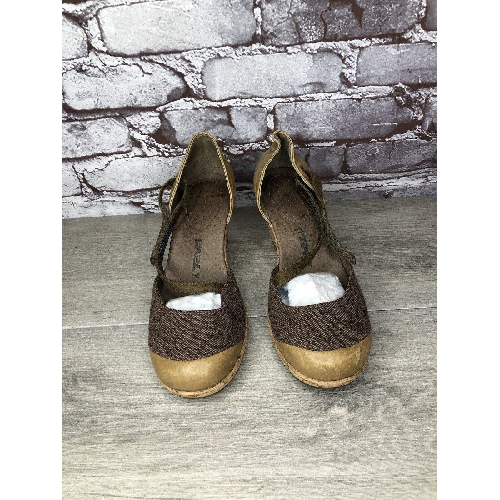 Teva Teva Riviera Grey Brown Mary Jane Cork Wedge Shoes Women 7.5 Size US 7.5 / IT 37.5 - 12 Thumbnail