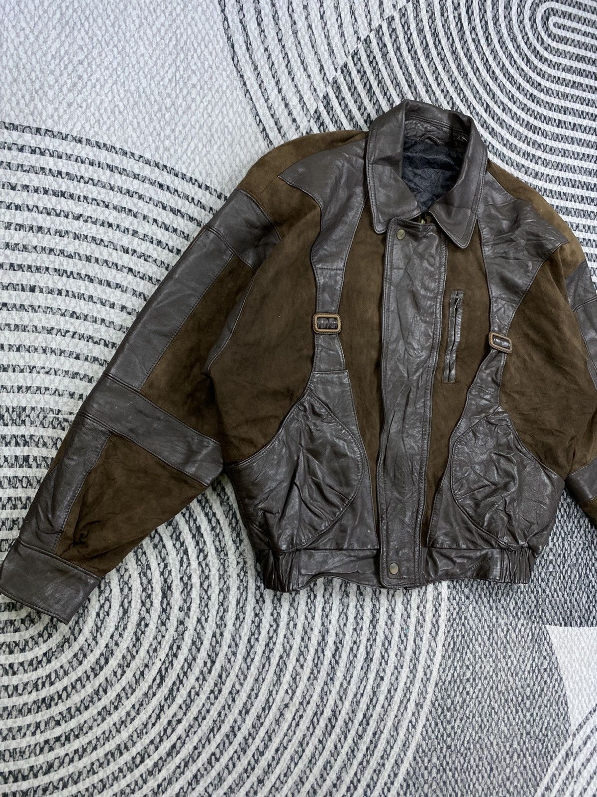 Japanese Brand Vintage Iwai Lambskin Zipper Leather Bomber Jacket Size US XL / EU 56 / 4 - 3 Thumbnail