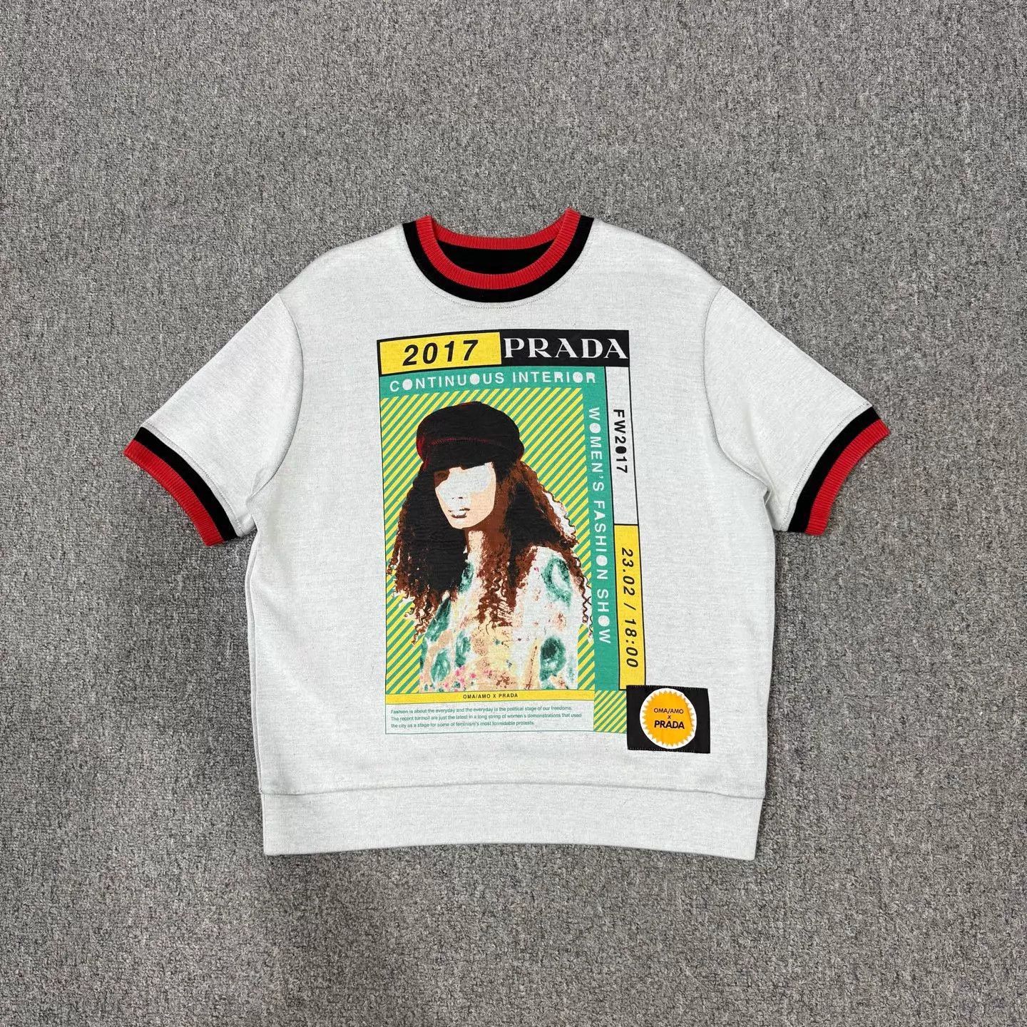 Prada Prada striped printed crewneck tee S 99 new Size S / US 4 / IT 40 - 1 Thumbnail