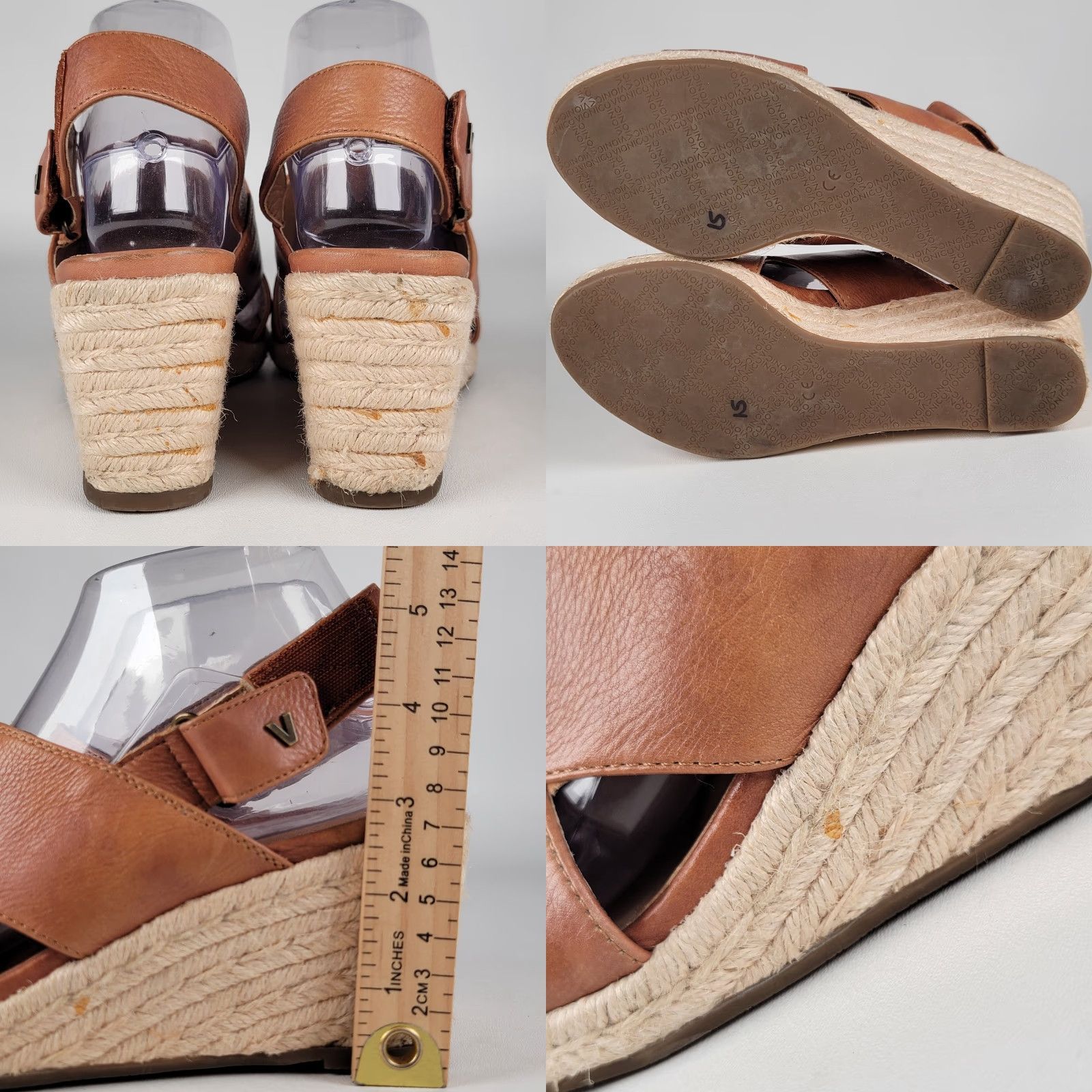 Vintage American Eagle Women Brown Leather Sandal Wedge Heel Strappy Espadrilles Size 8M Size US 8 / IT 38 - 8 Thumbnail