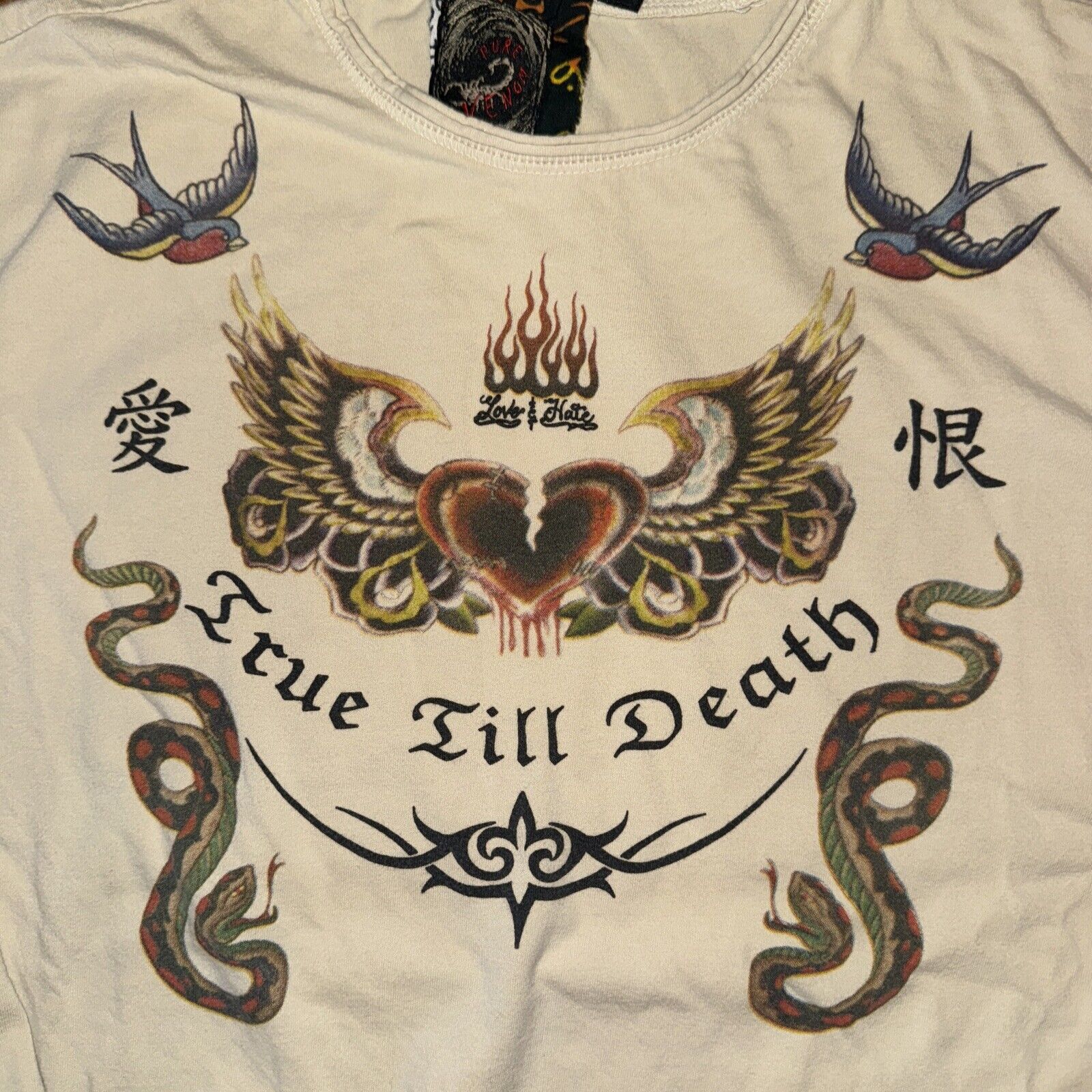 Band Tees × Vintage Pure Venom Y2K Style Long Sleeve Shirt Tan S 20x23 Size US S / EU 44-46 / 1 - 2 Thumbnail