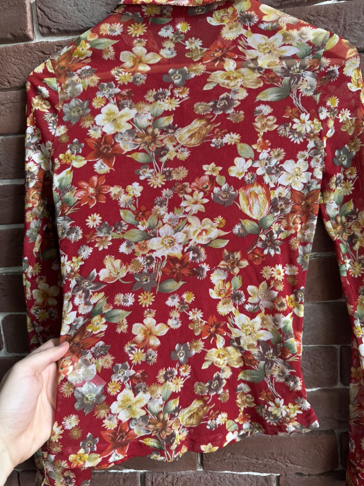 Kenzo Rare Vintage Kenzo Floral Mesh top longsleeve shirt Size S / US 4 / IT 40 - 10 Thumbnail